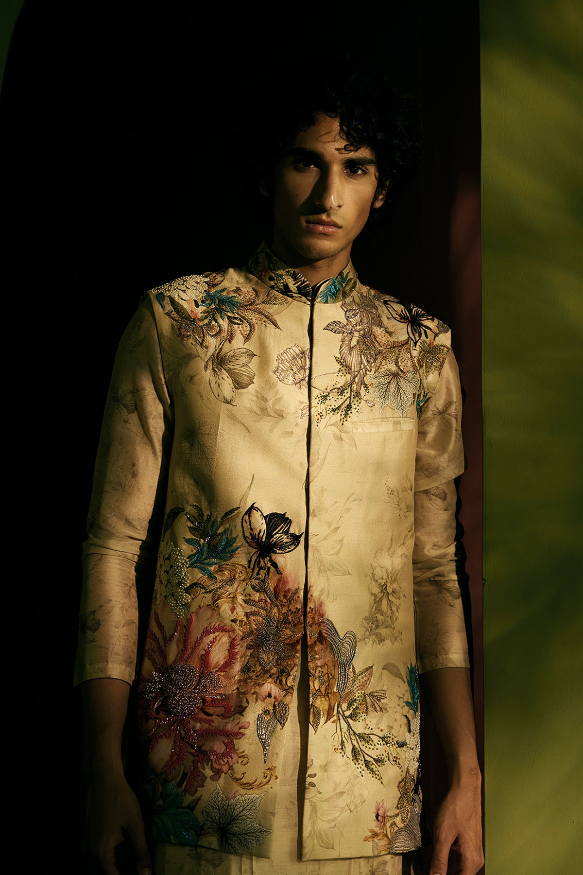 Beige Multicolor Printed Bundi
