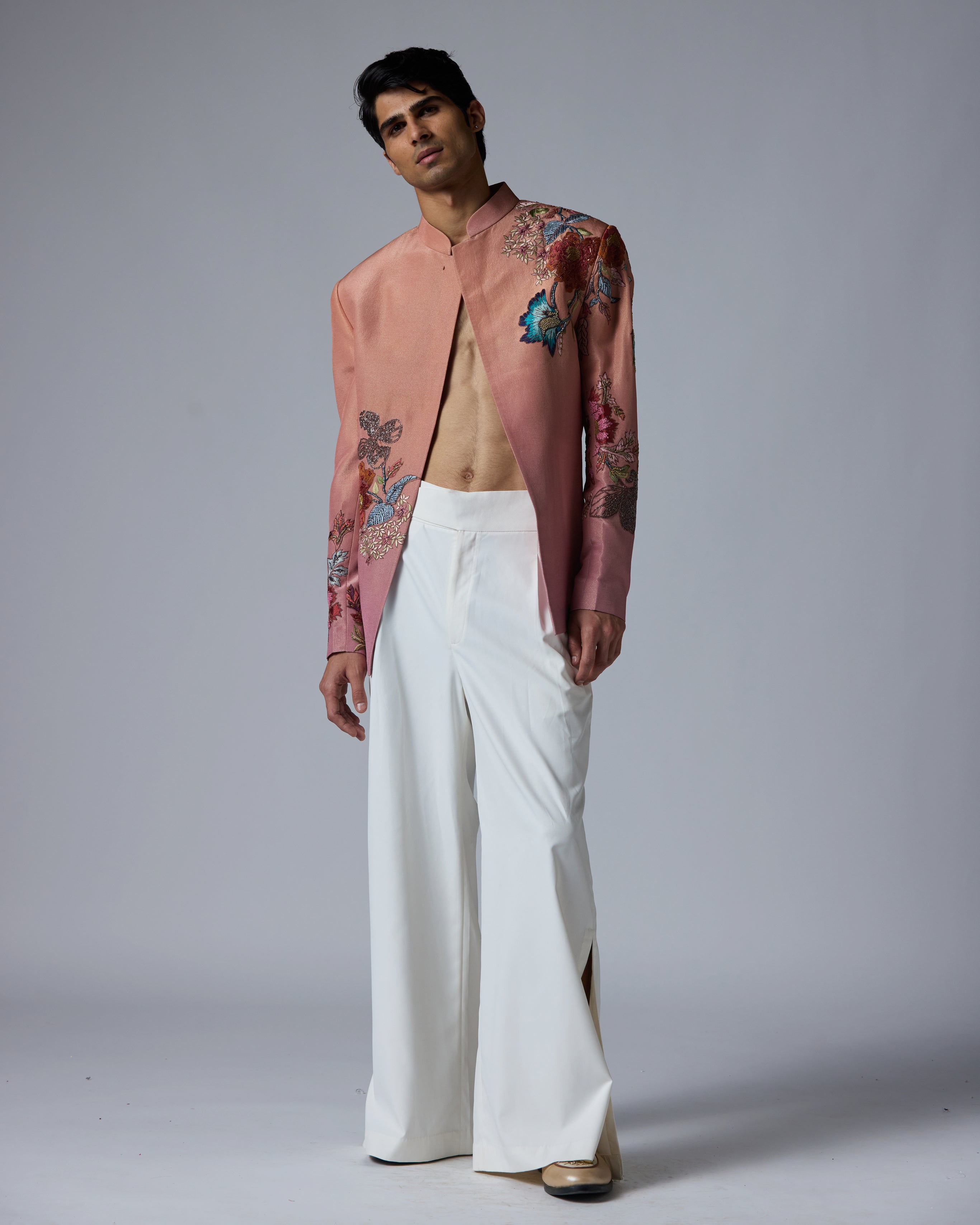 PINK VISCOSE TISSUE BANDHGALA