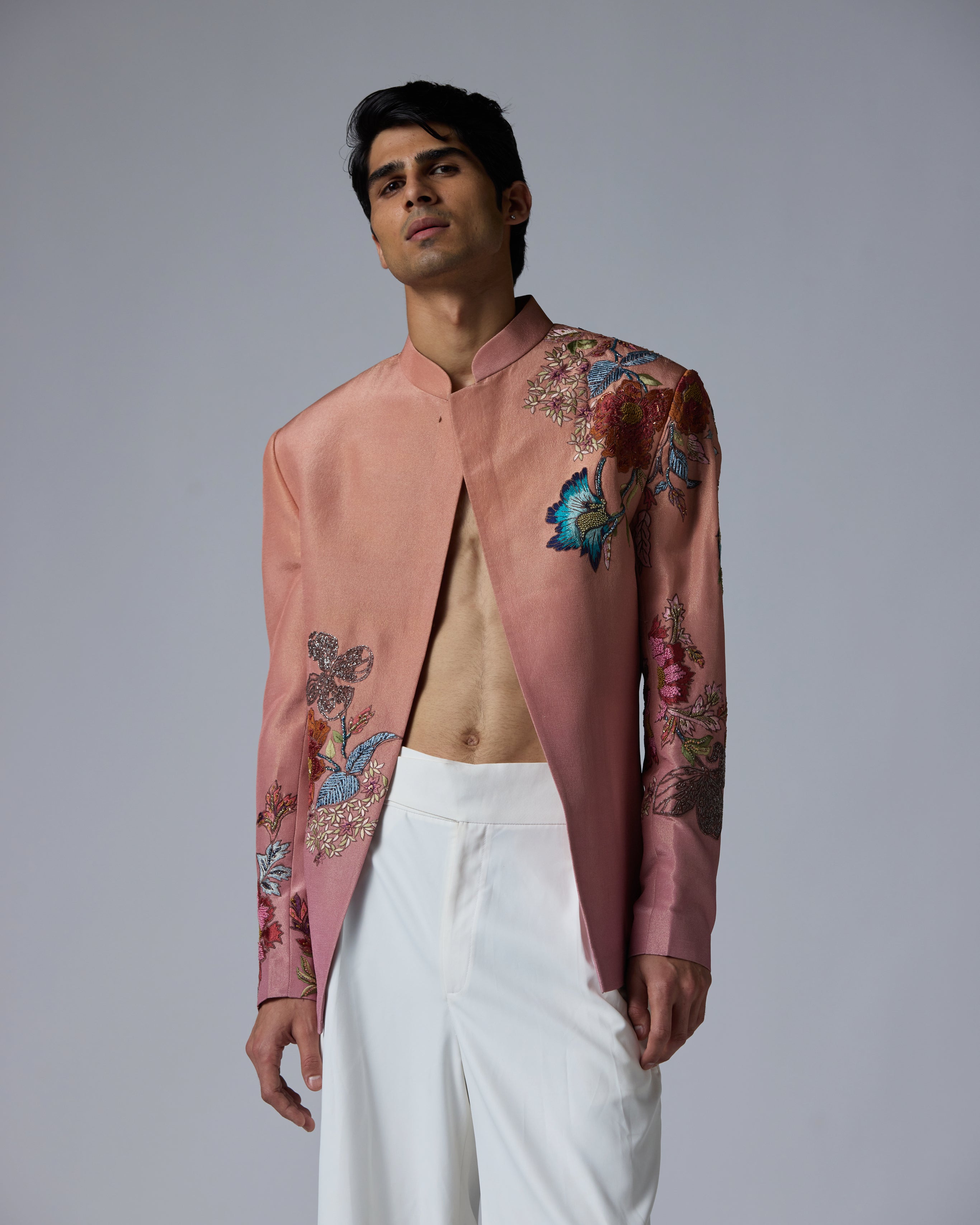 PINK VISCOSE TISSUE BANDHGALA