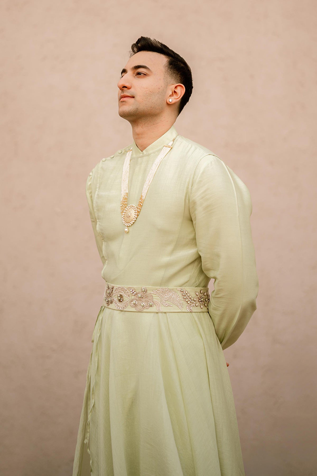 Risabh Sharma Pastel Angrakha kurta