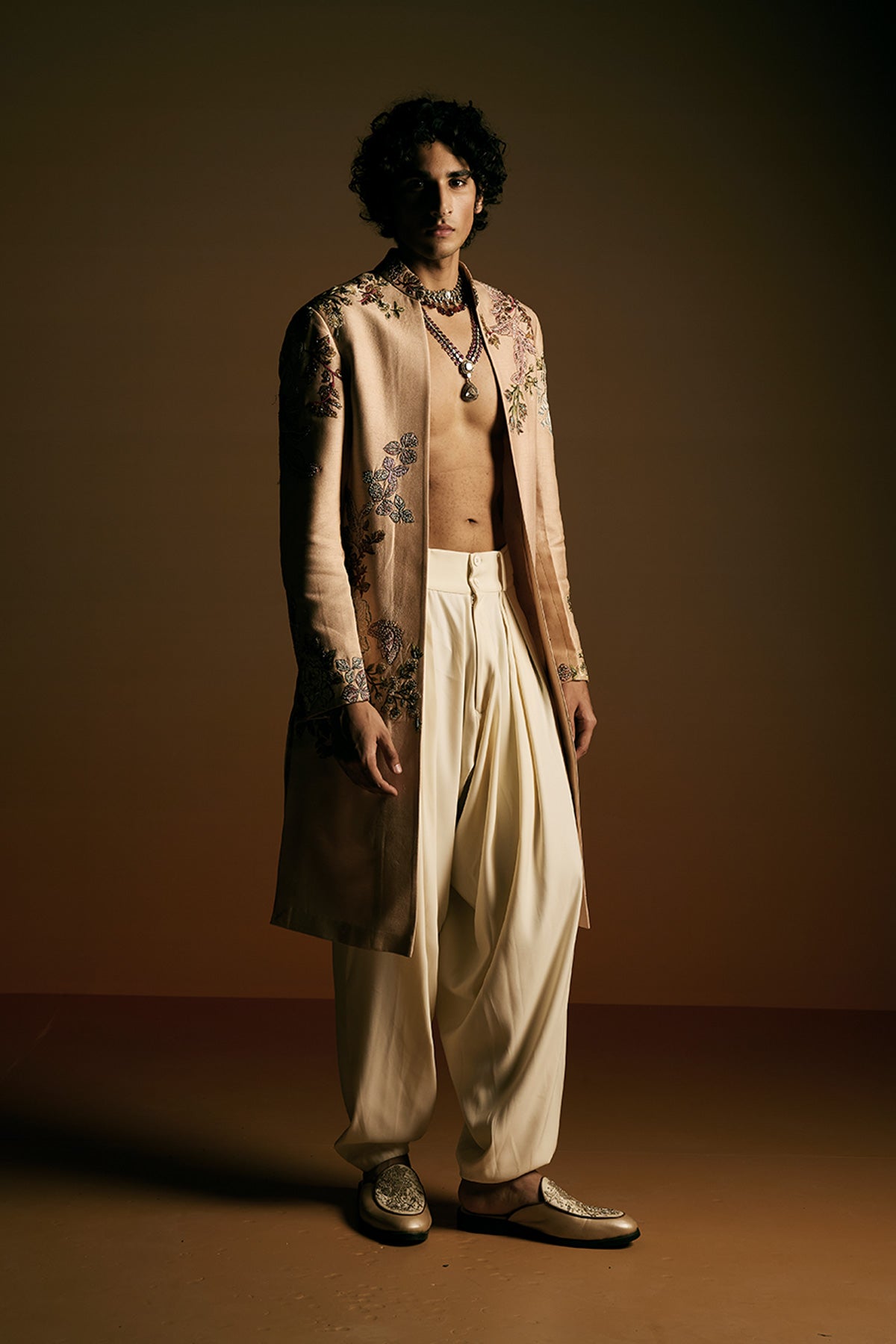Peach Open Sherwani