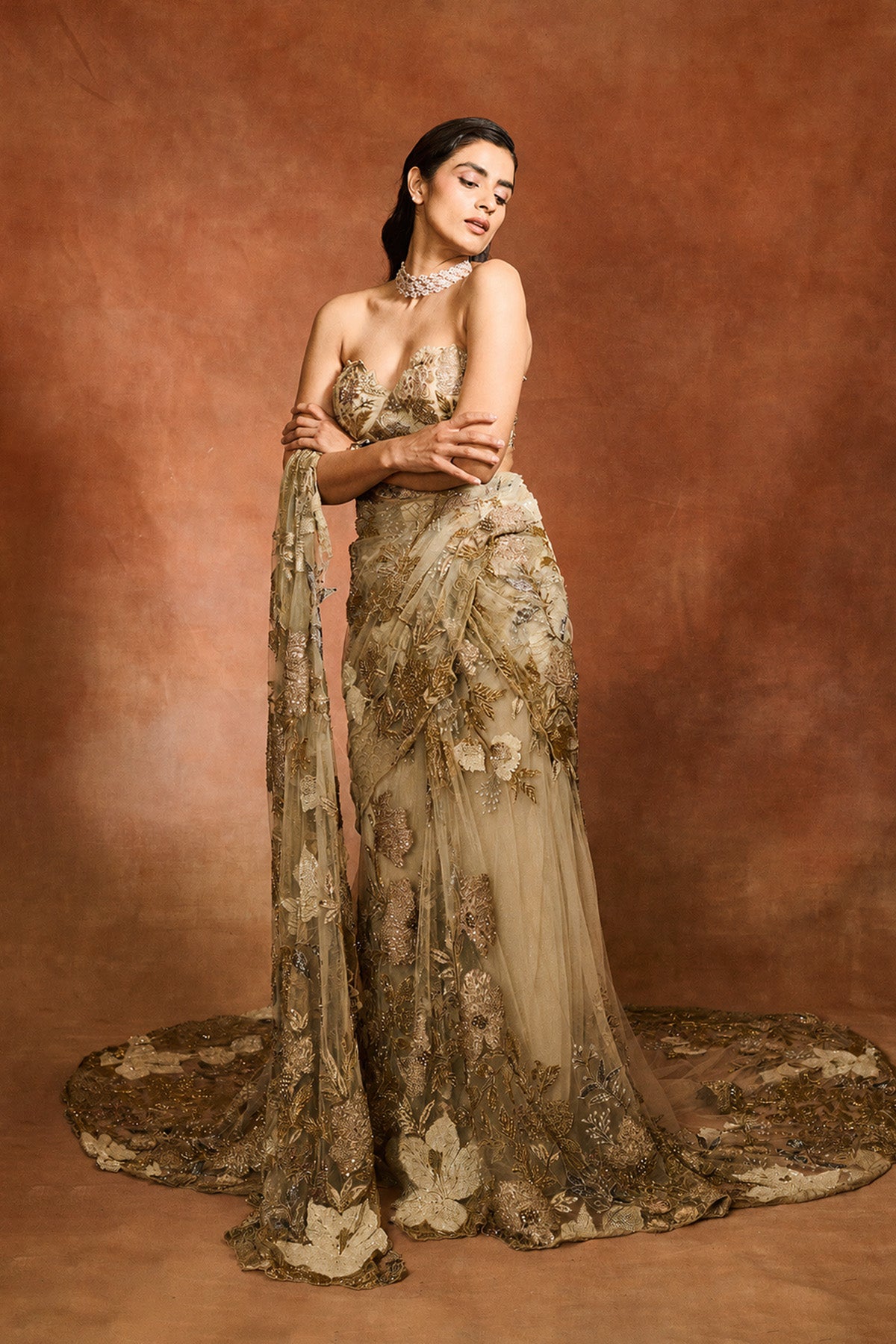GOLD PATCH SAREE SET