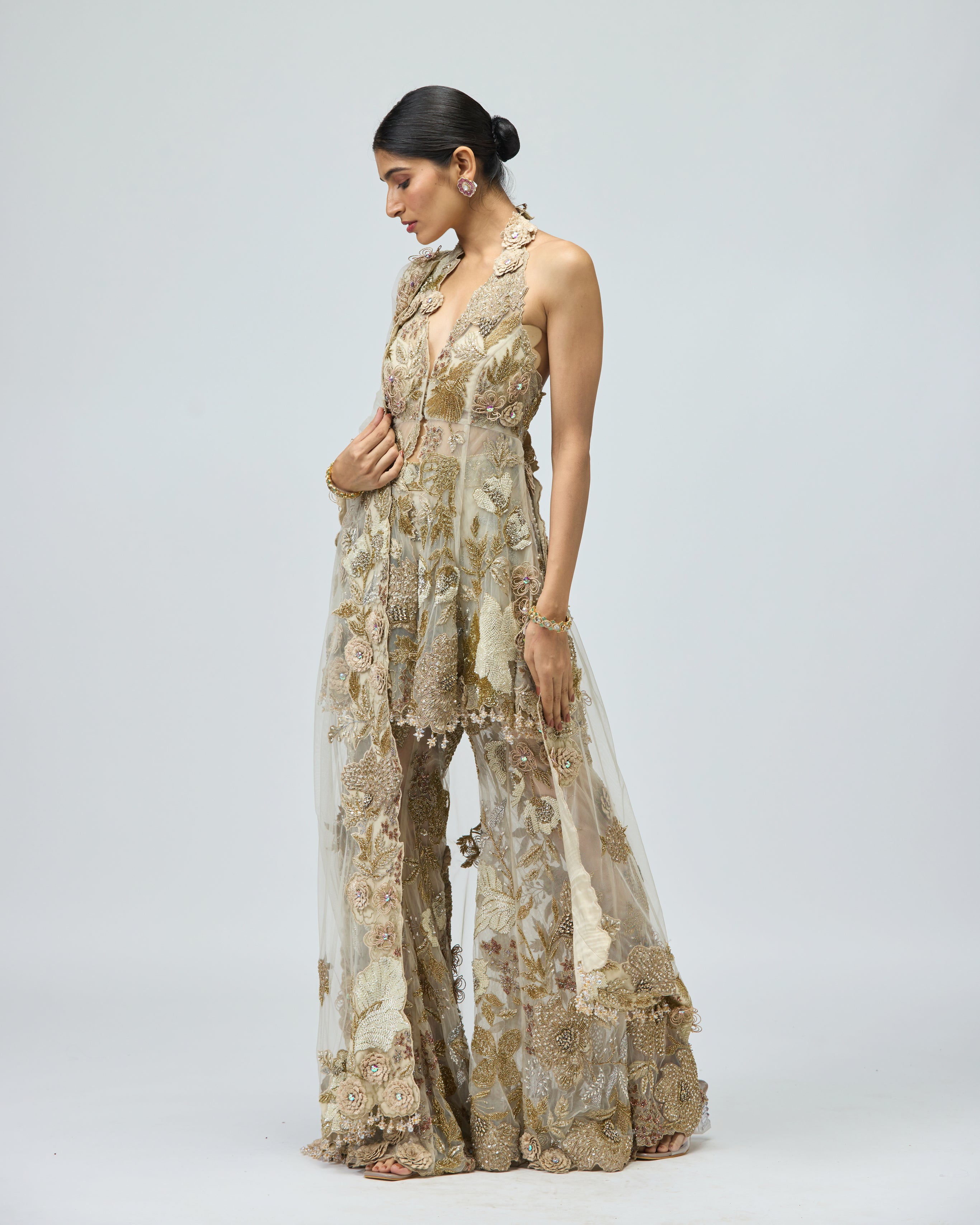 GOLD PATCHWORK SHARARA SET