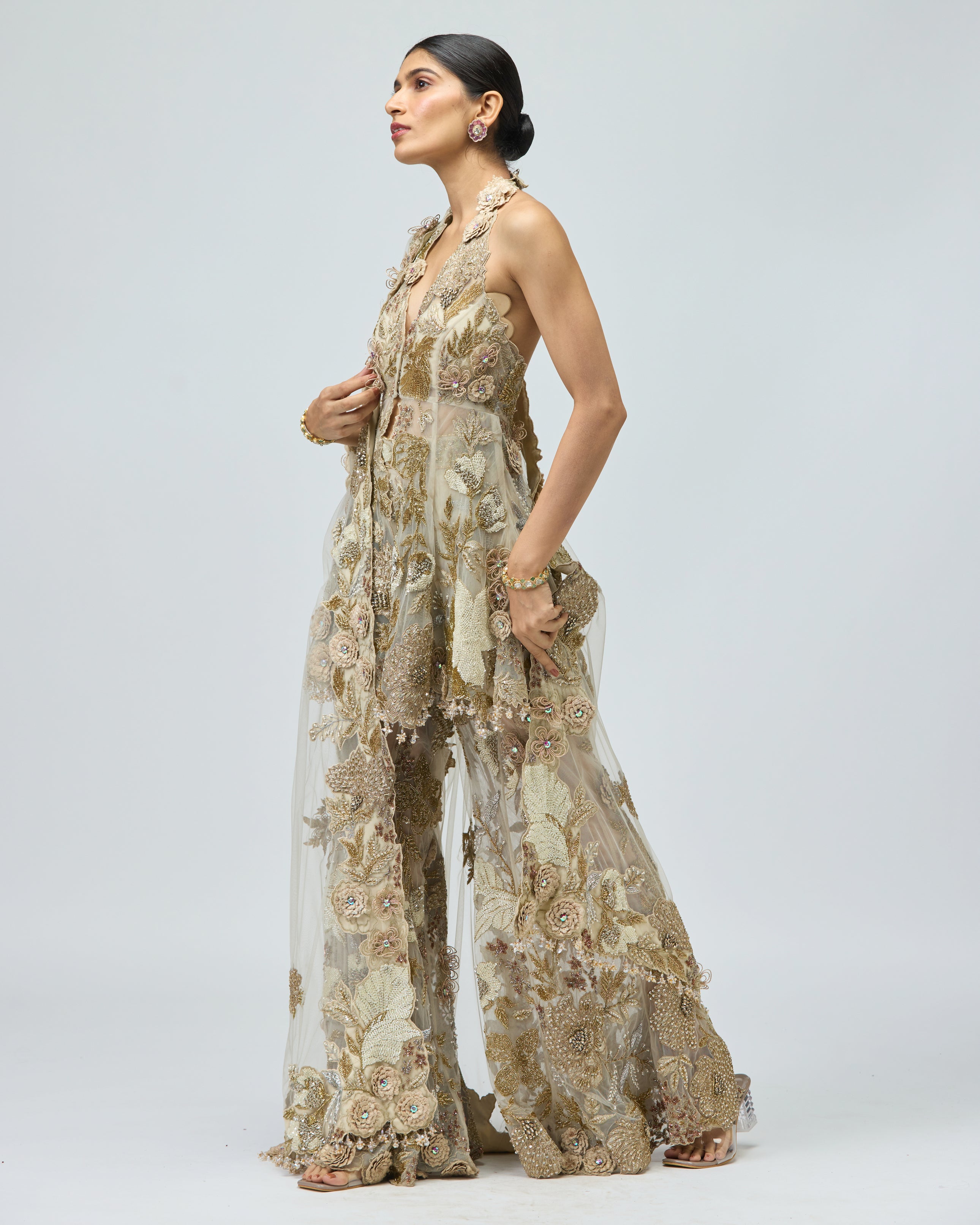 GOLD PATCHWORK SHARARA SET