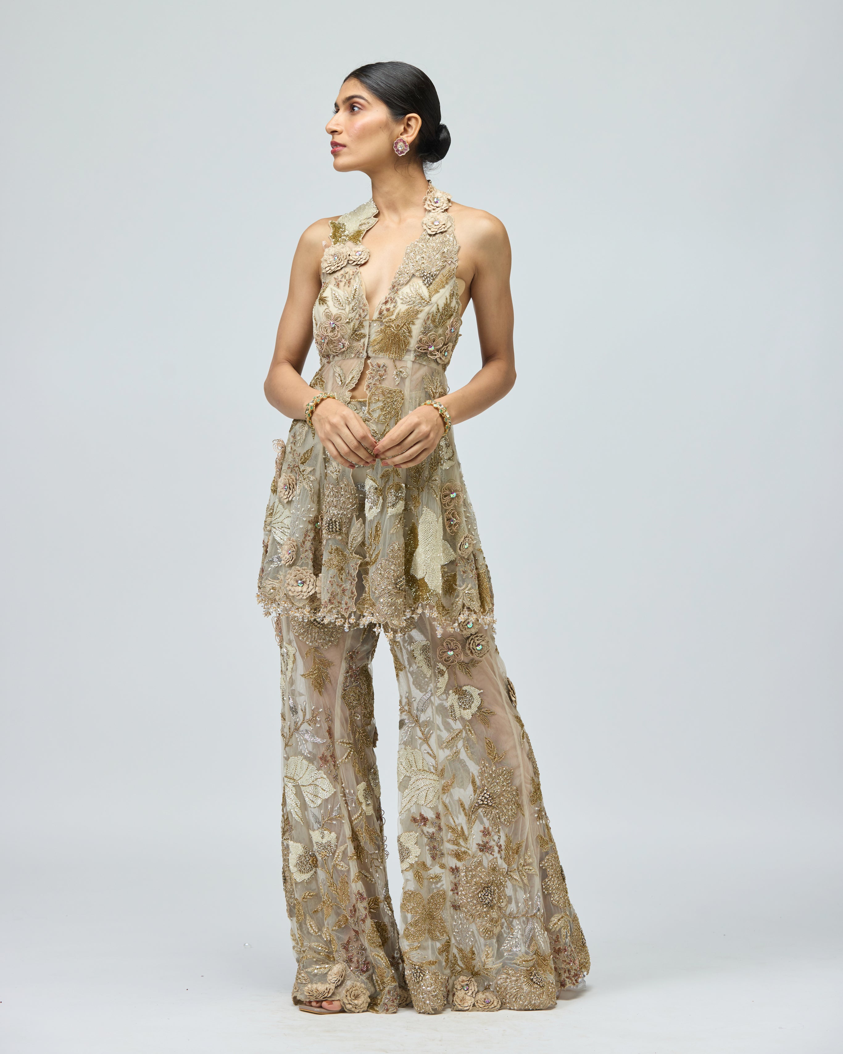 GOLD PATCHWORK SHARARA SET