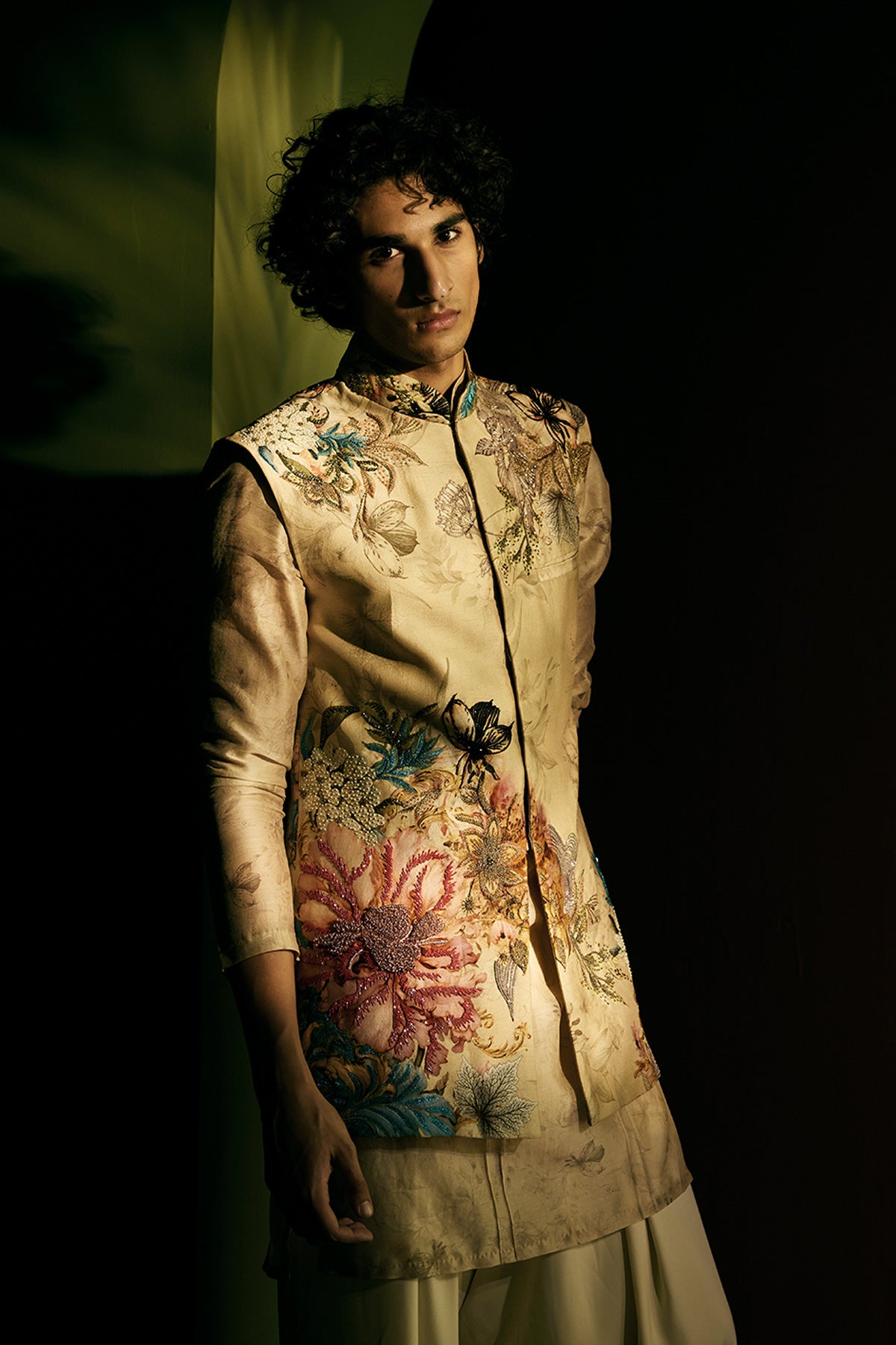 Beige Multicolor Printed Bundi