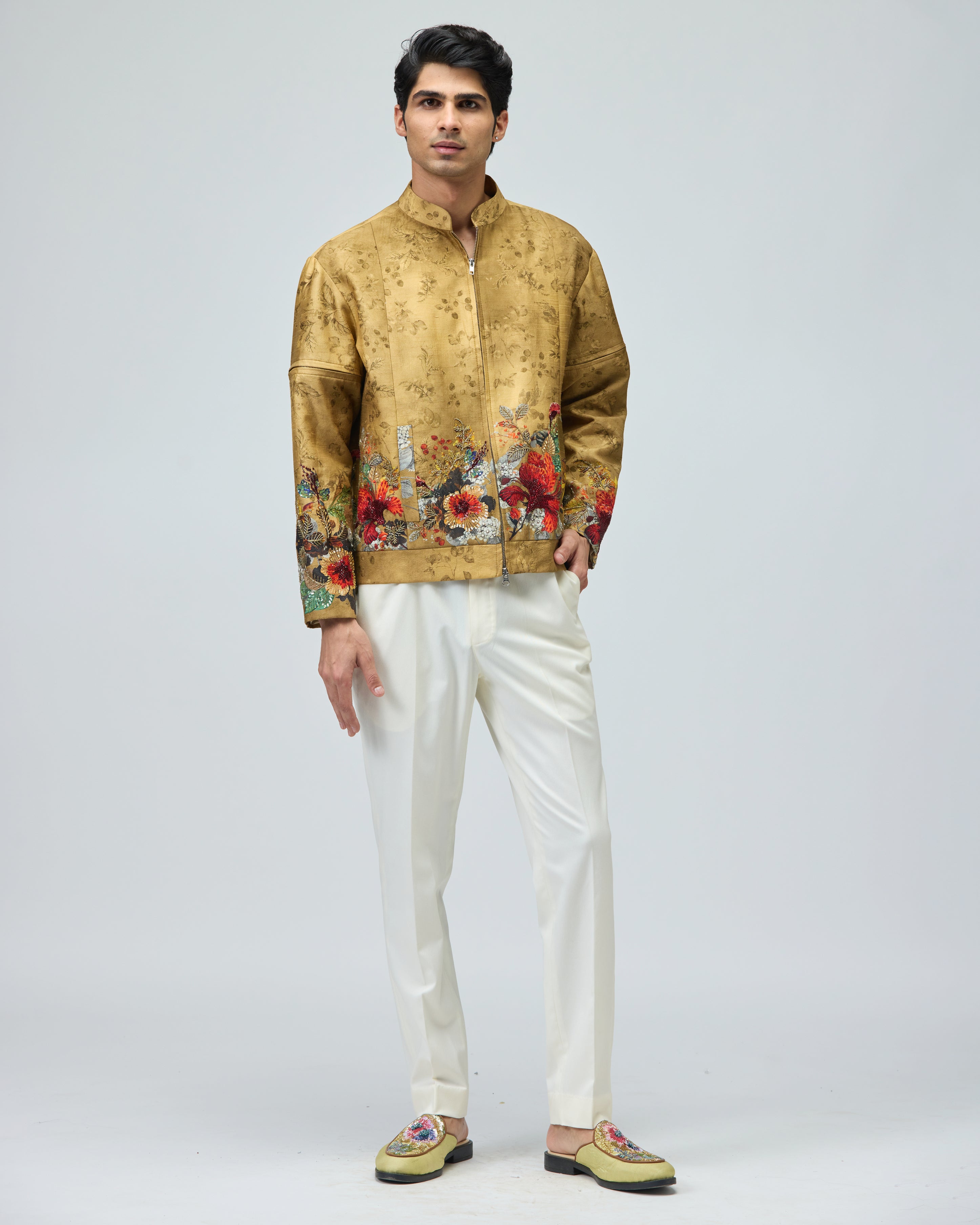 BEIGE BOMBER JACKET SET