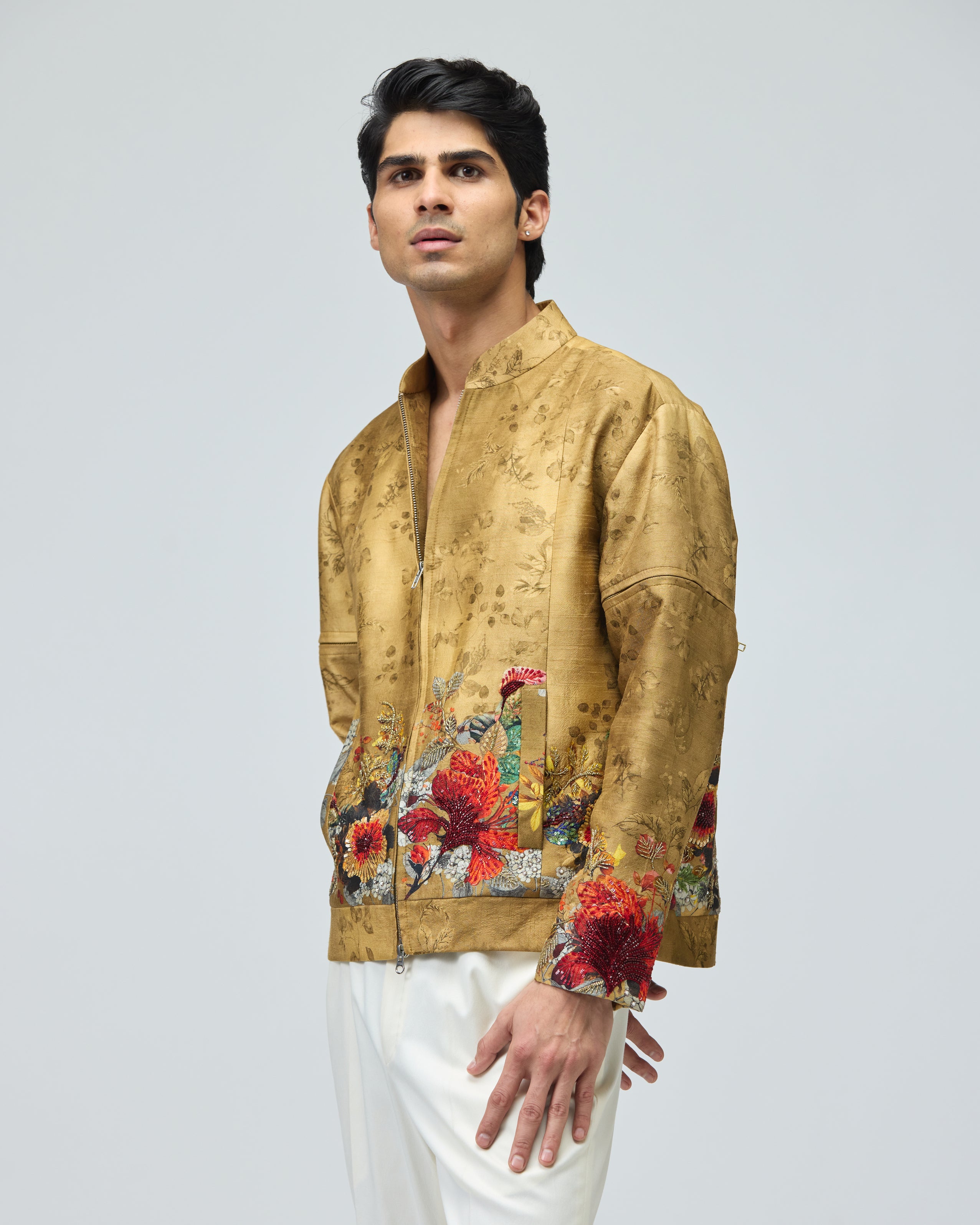 BEIGE BOMBER JACKET SET