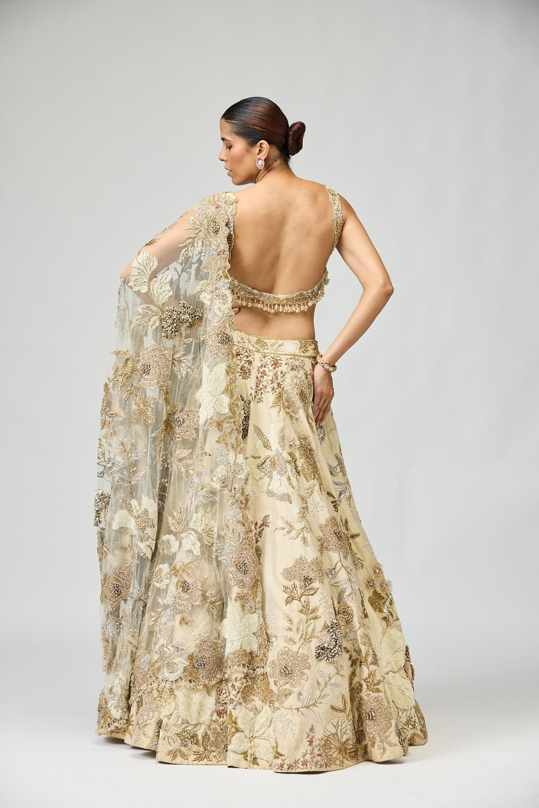 IVORY EMBELLISHED LEHENGA SET