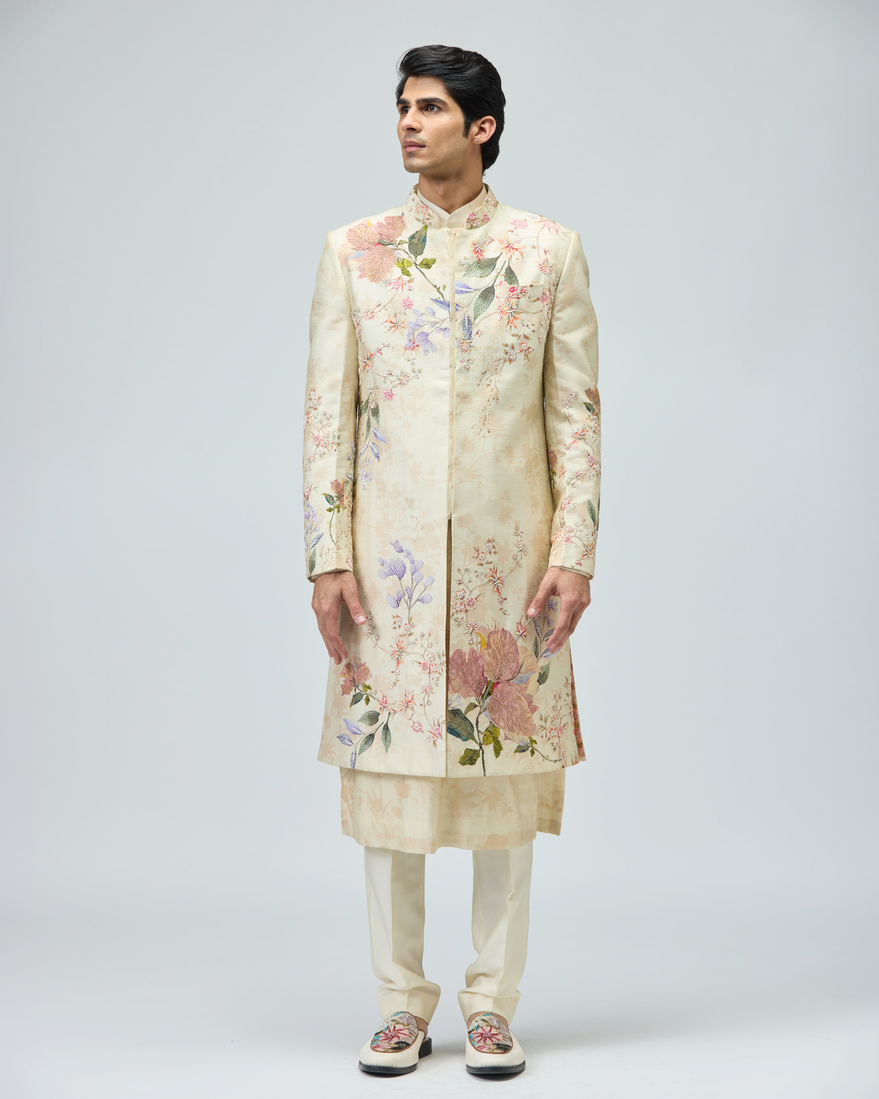 BEIGE SHERWANI SET