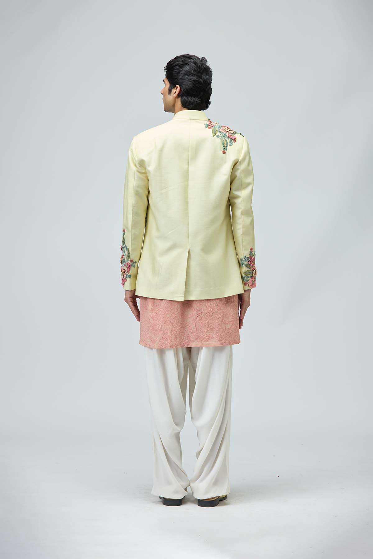 Pastel Floral Bandhgala Set