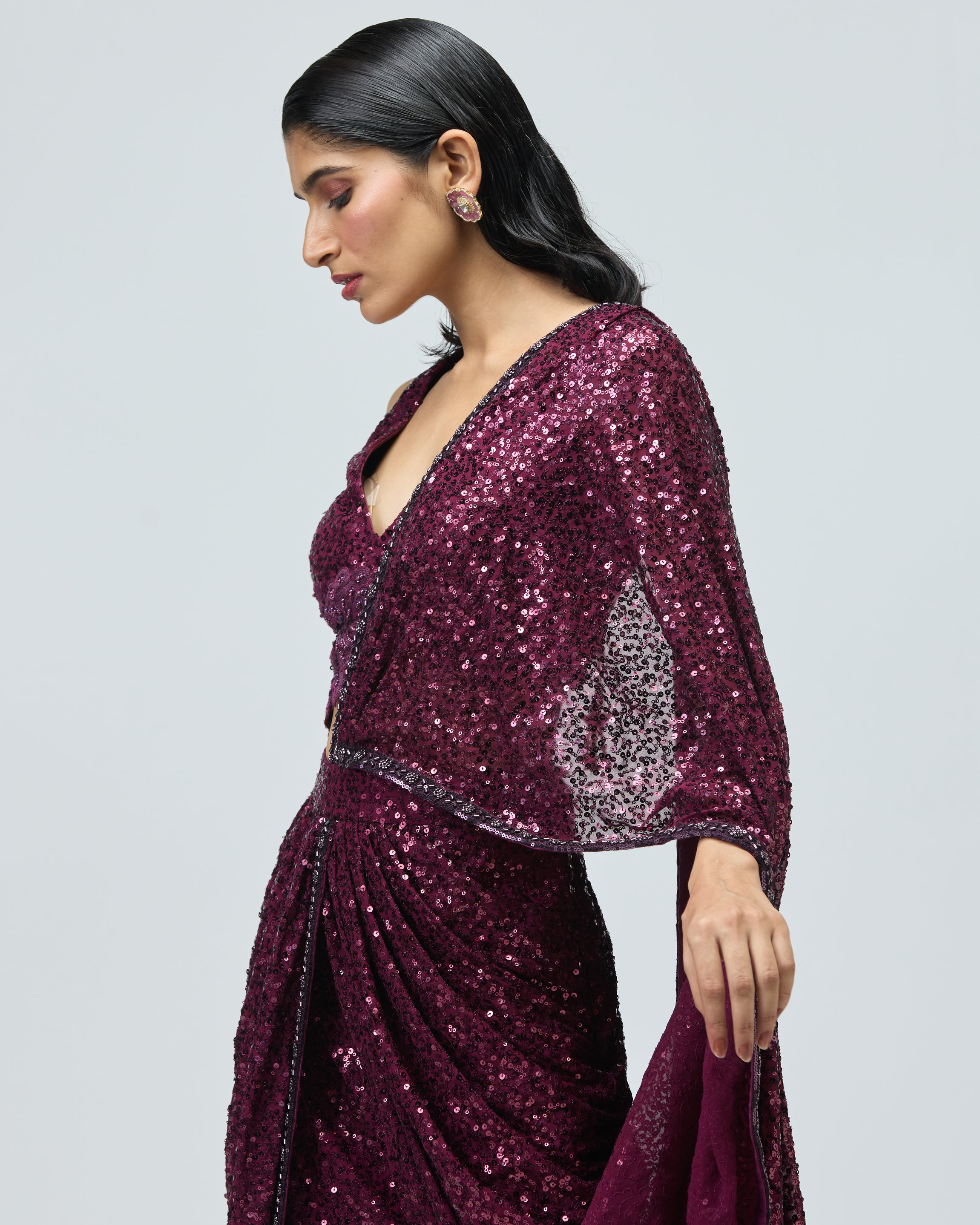 SEQUIN DRAPE SAREE