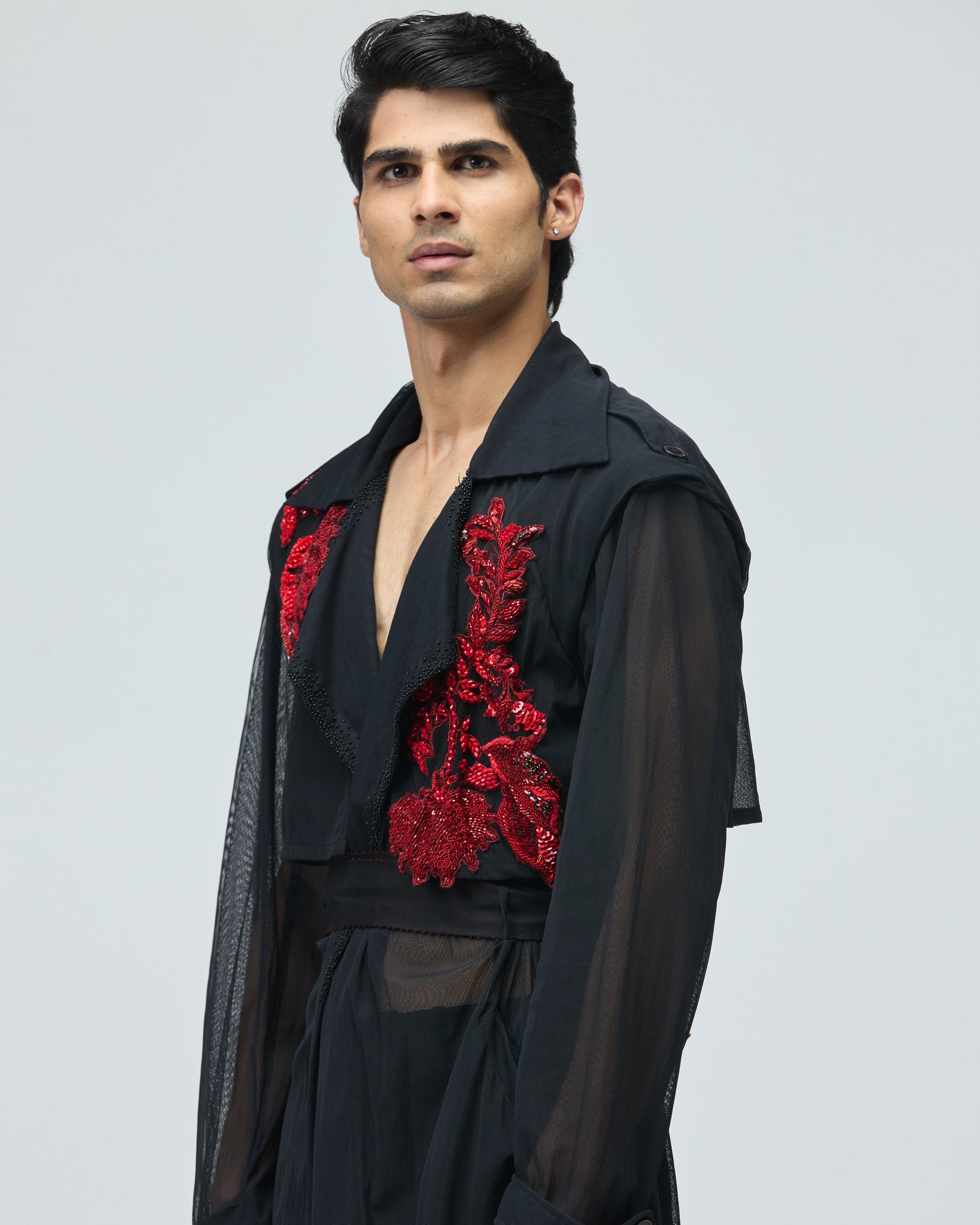 BLACK MICRO SUITING TUXEDO