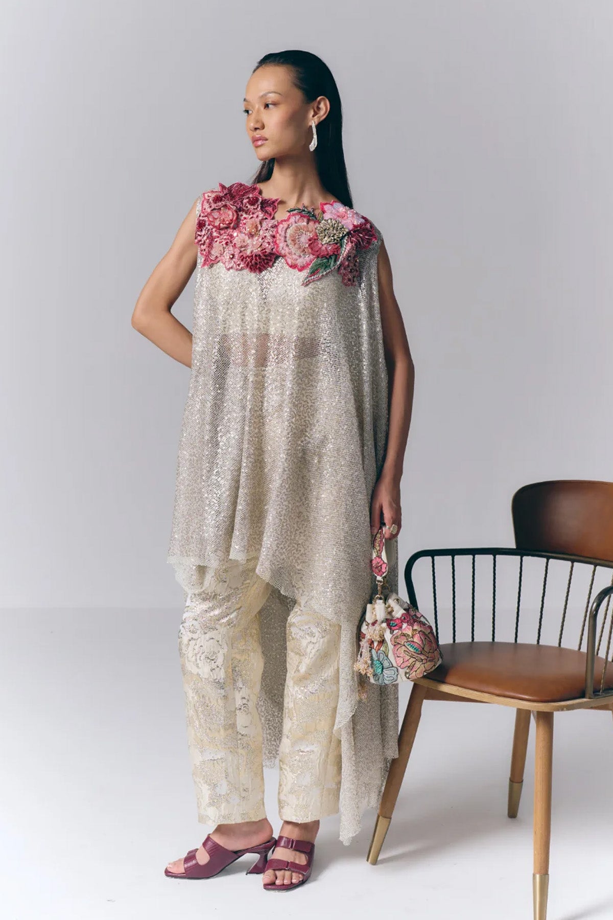 Asymmetric applique Dress