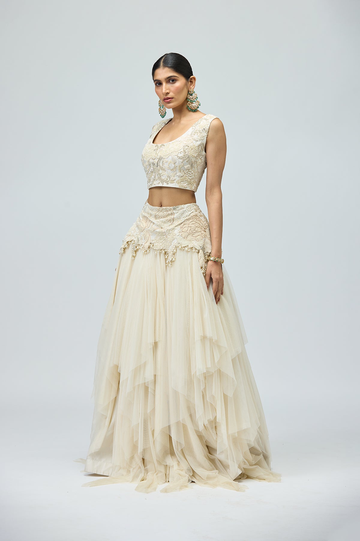 Net ruffled skirt Set