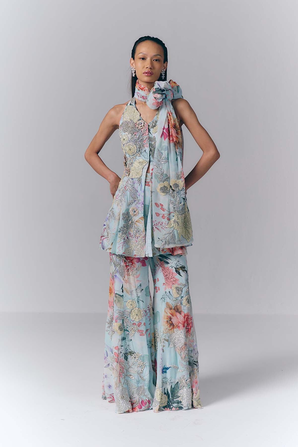 Aqua Mist peplum Set