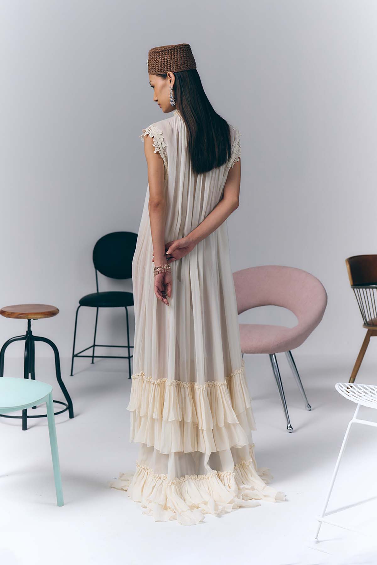 Ivory Ruffle Long Dress