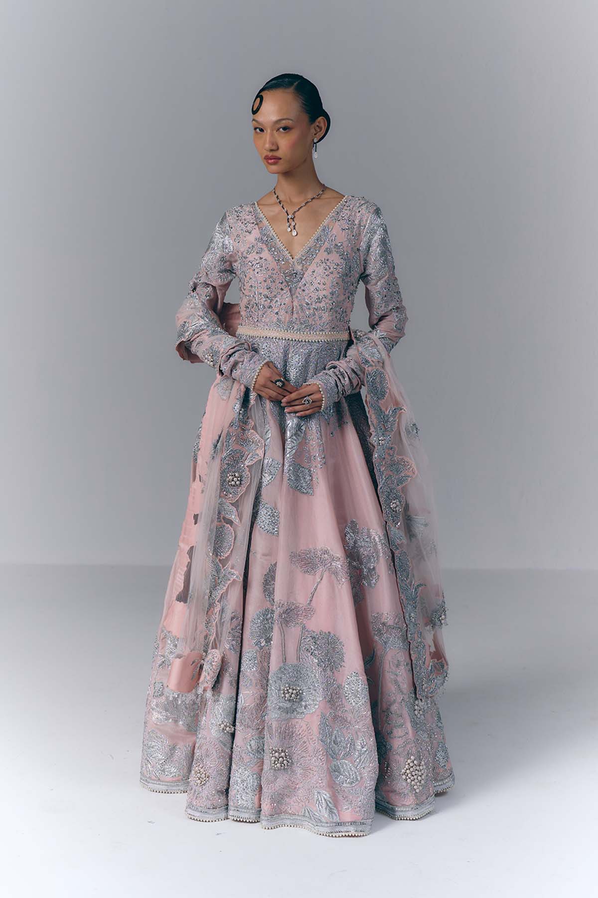 Pink Garden Anarkali Set