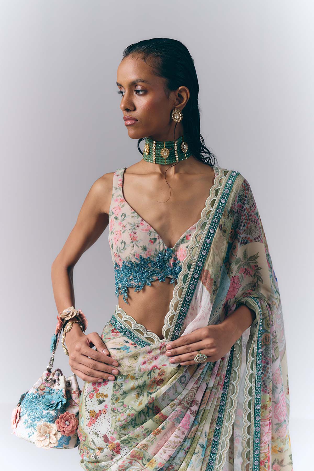Botanical Mosaic Saree