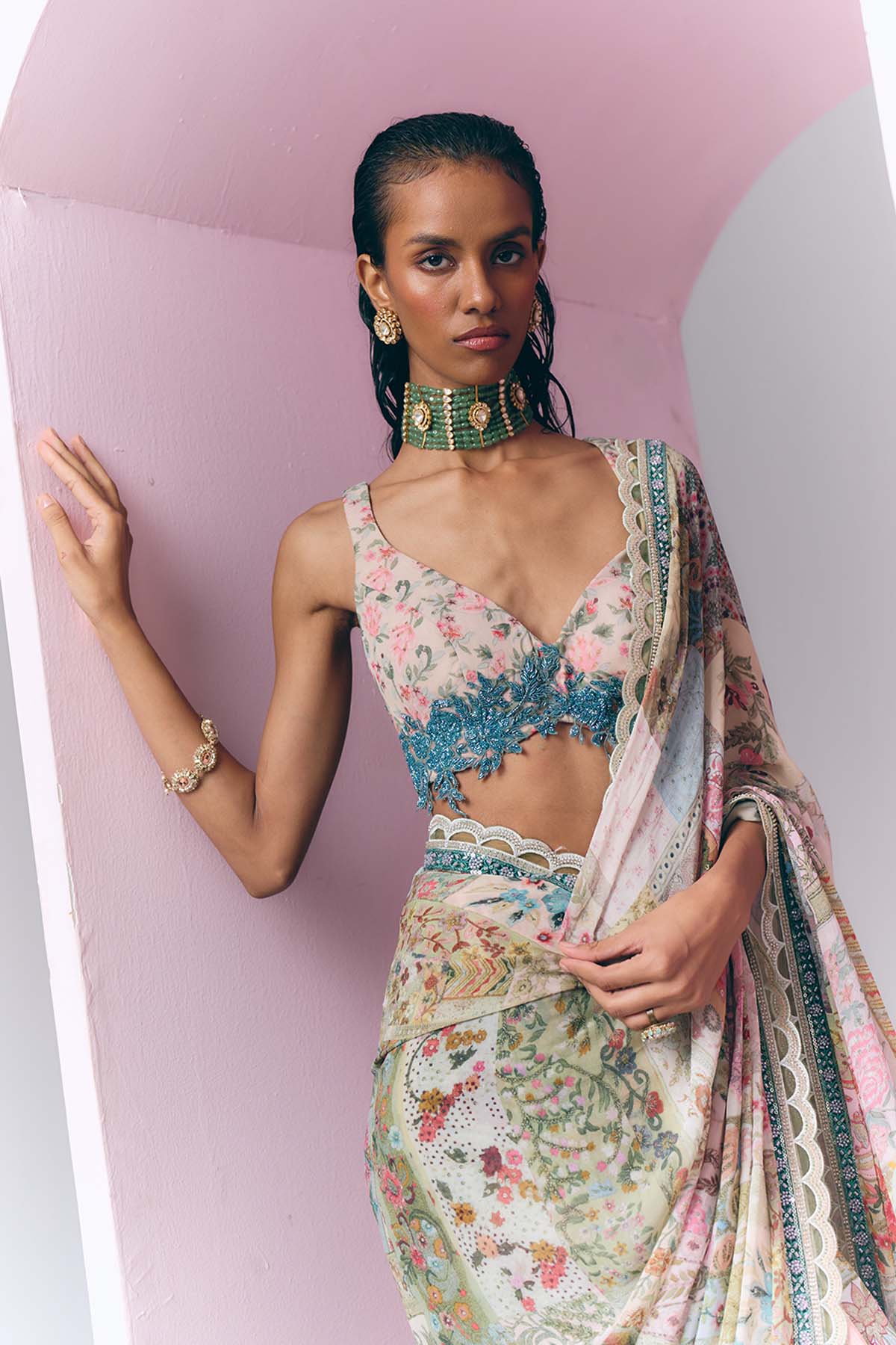 Botanical Mosaic Saree