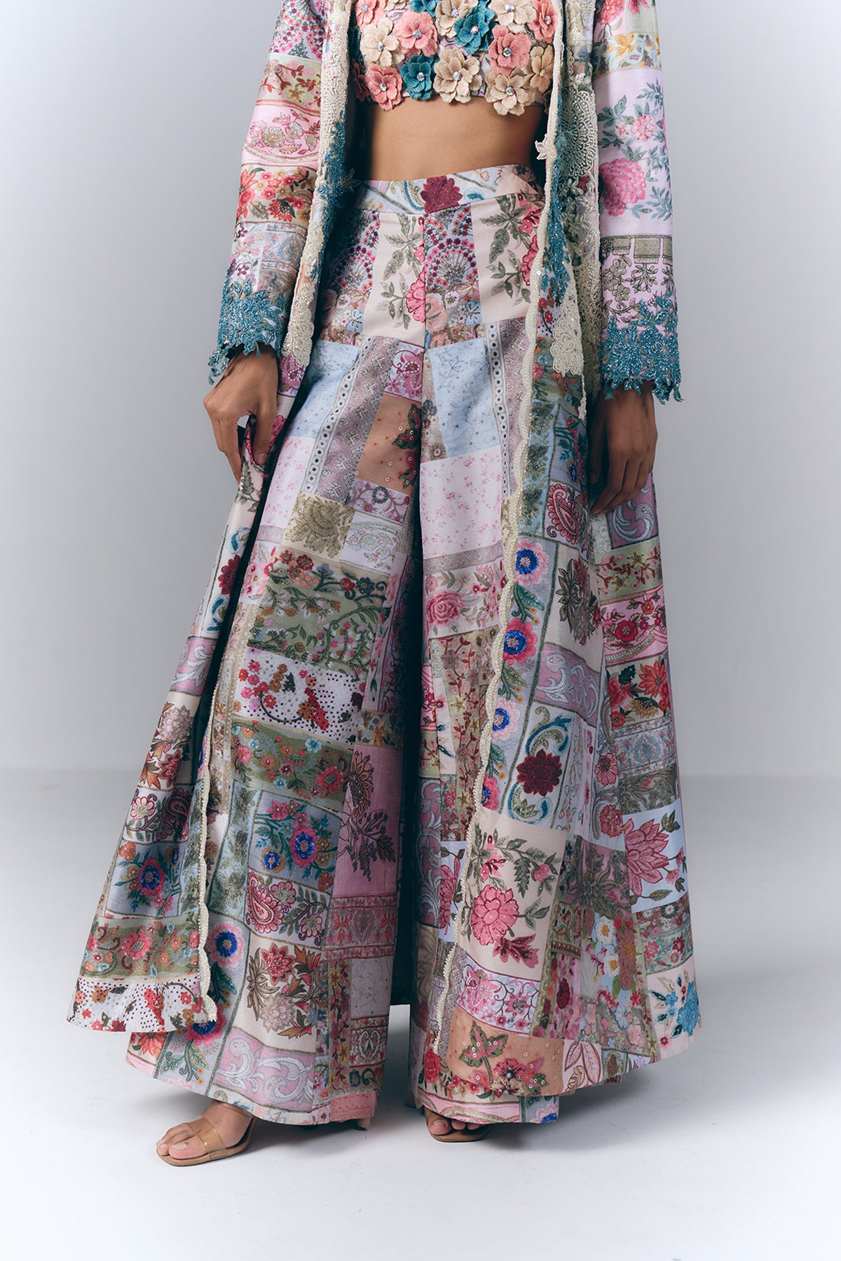 Patchwork Embellished Jacket Set