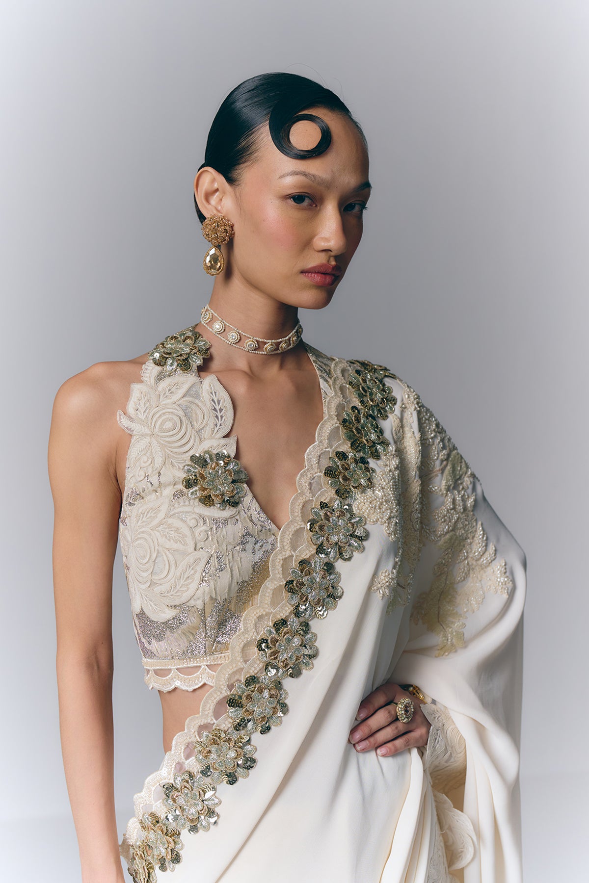 Ivory Pearl Saree