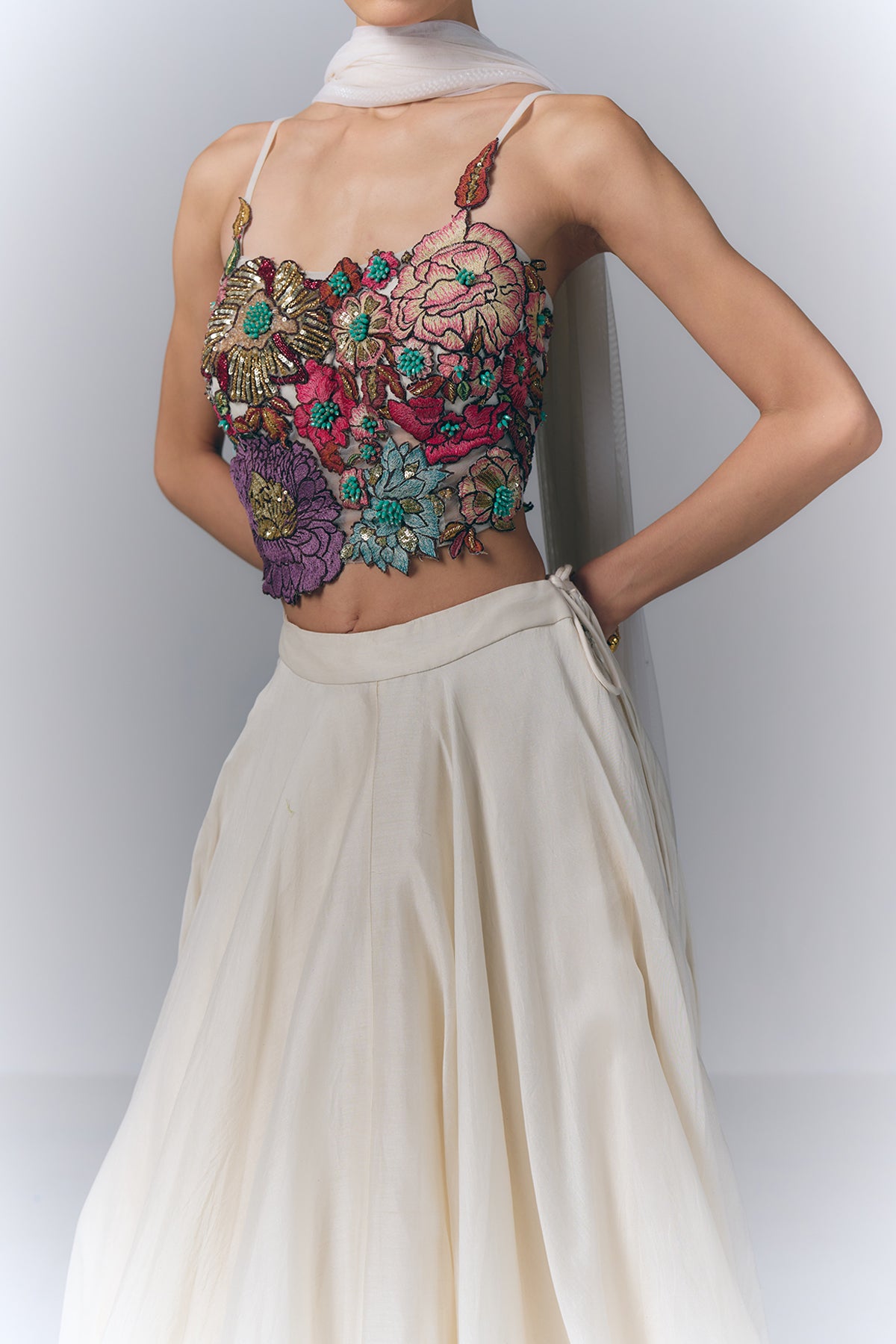 Flora Applique Skirt Set