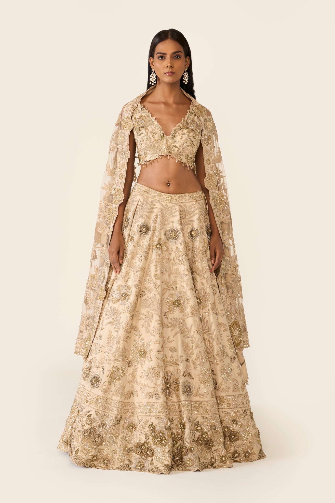 Golden Embroidered Lehenga Set