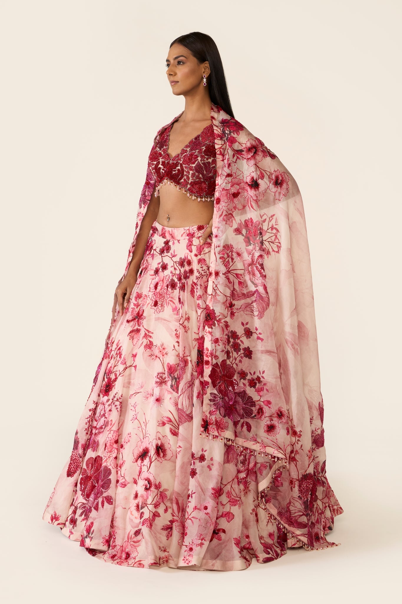 Pink Printed Lehenga Set