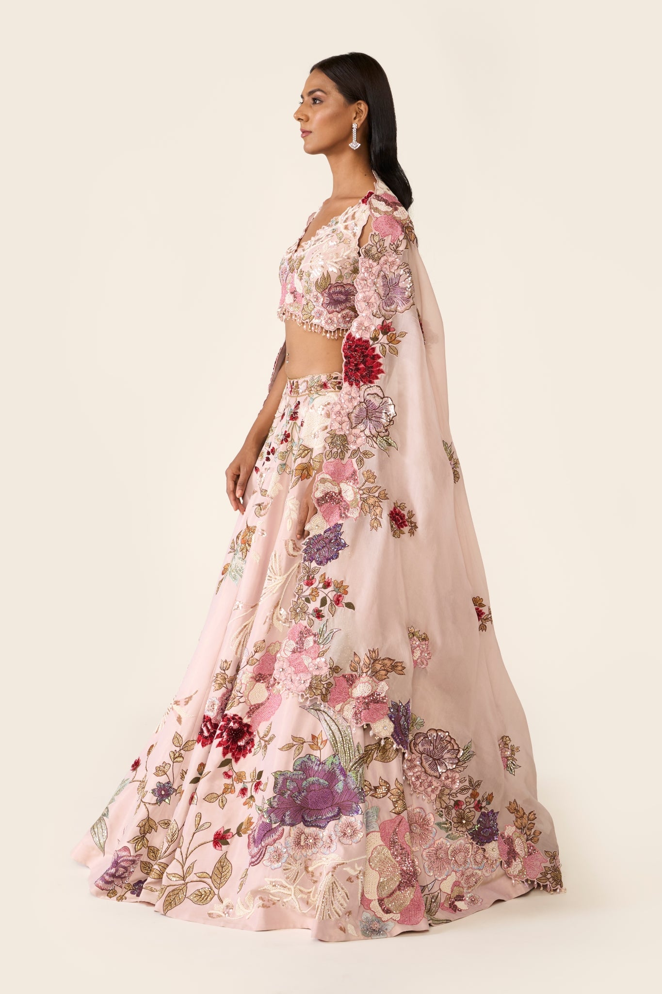 Pink Embroidered Lehenga Set