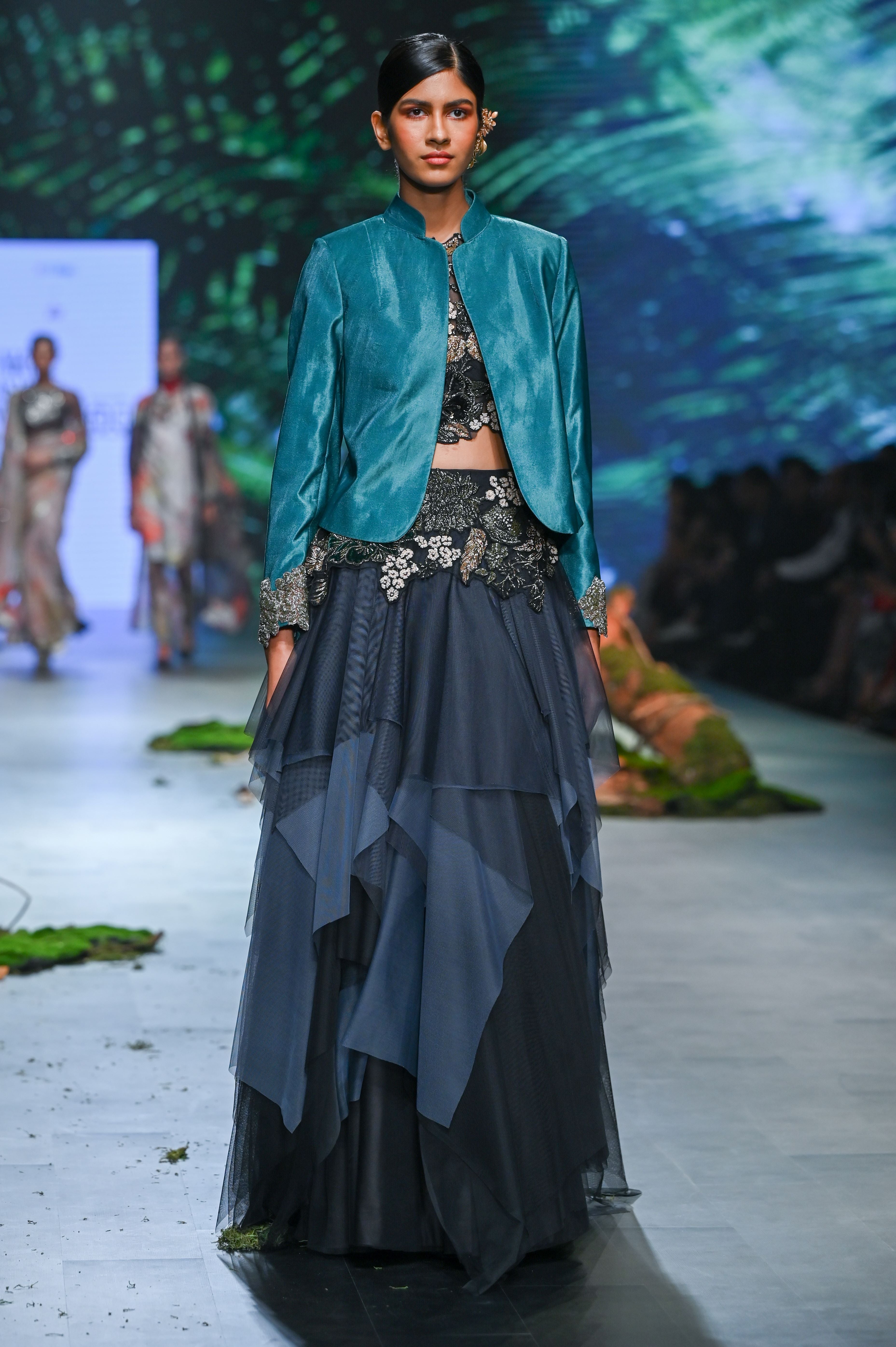 BLACK EMBROIDERED LEHENGA SET WITH JACKET