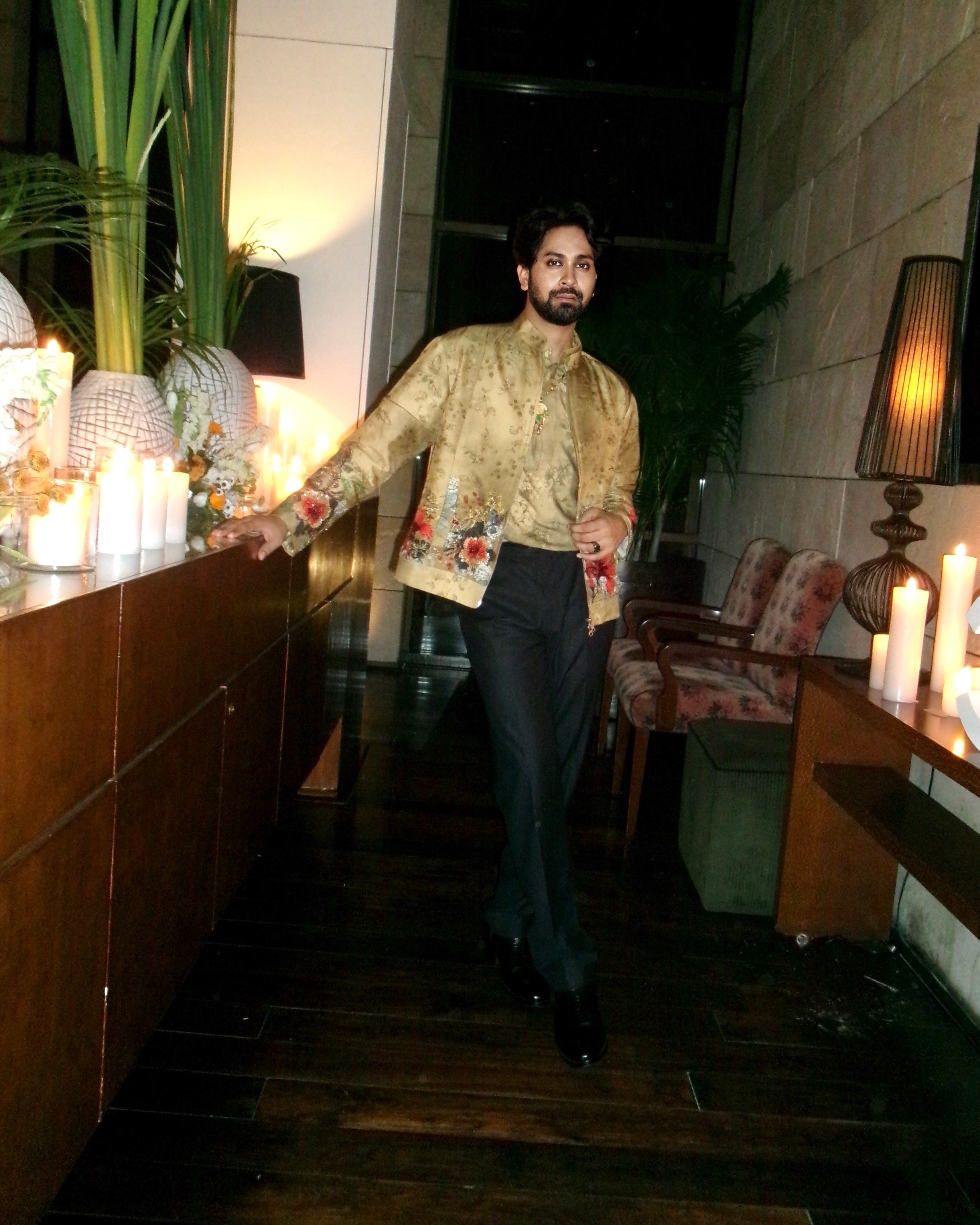 ANKUSH BAHUGUNA IN BEIGE BOMBER JACKET SET