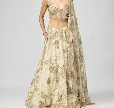 IVORY EMBELLISHED LEHENGA SET