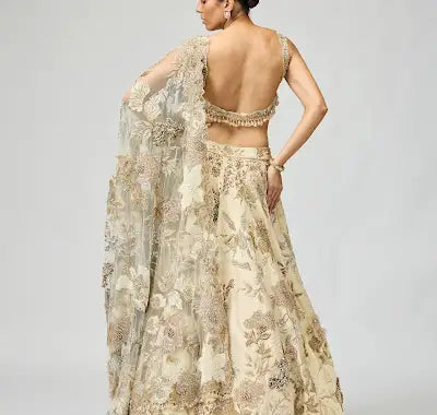 IVORY EMBELLISHED LEHENGA SET