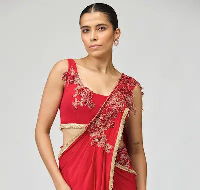 RED SILK GGT SAREE SET