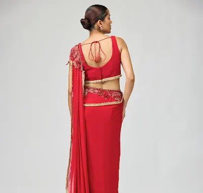 RED SILK GGT SAREE SET