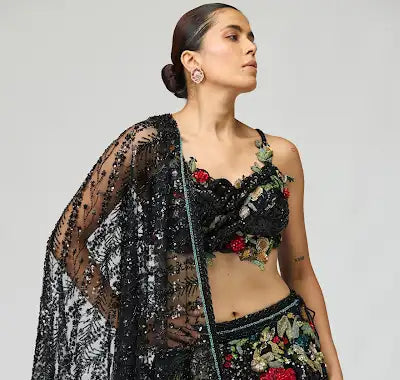 BLACK SEQUIN LEHENGA SET