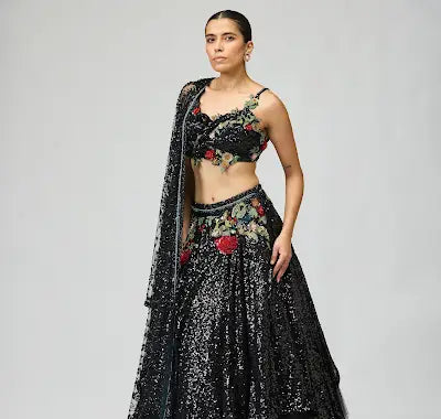 BLACK SEQUIN LEHENGA SET