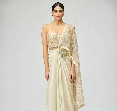 VISCOSE TISSUE SAREE SET