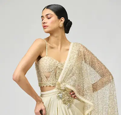 VISCOSE TISSUE SAREE SET