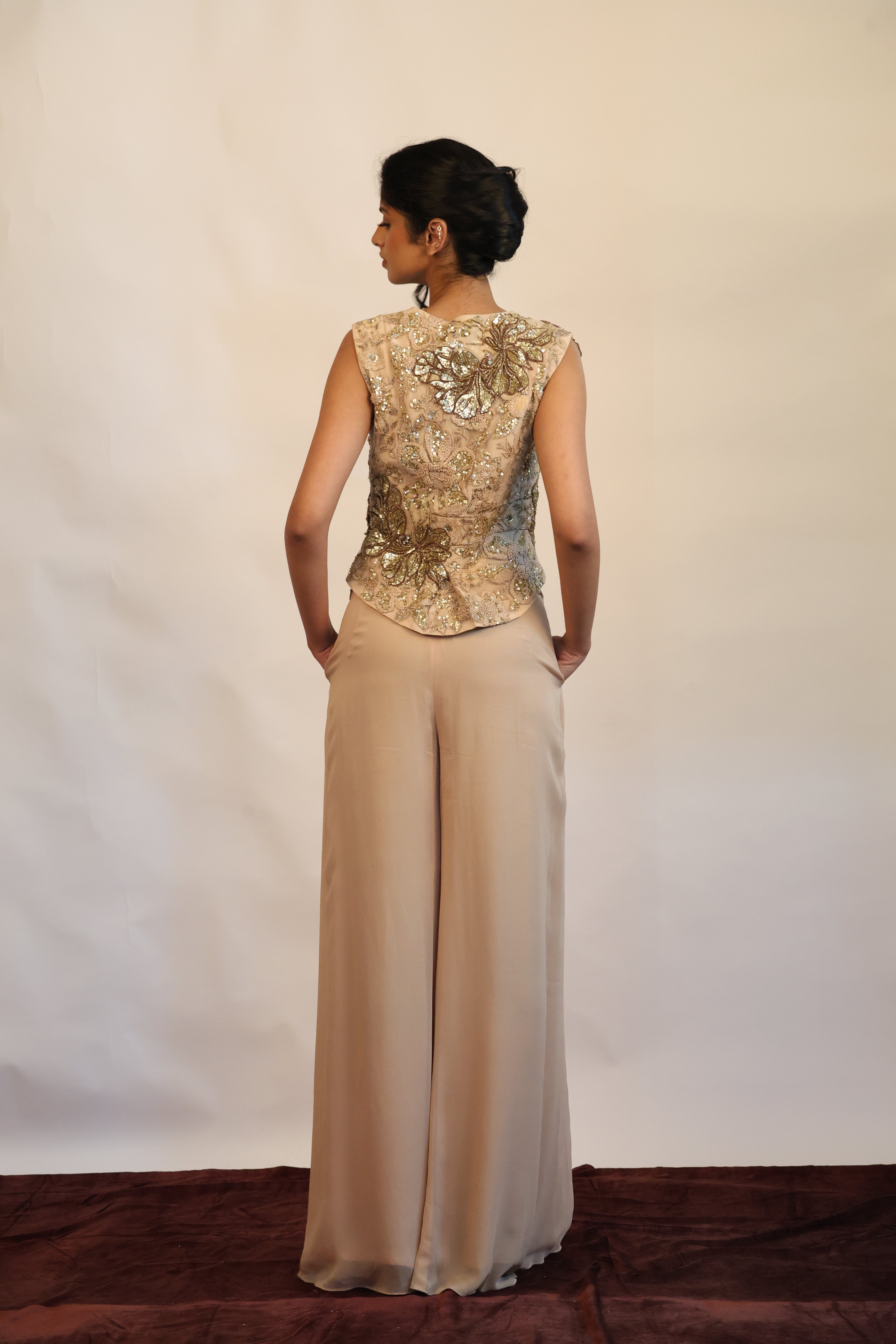 Beige Embroidered Co-ord Set