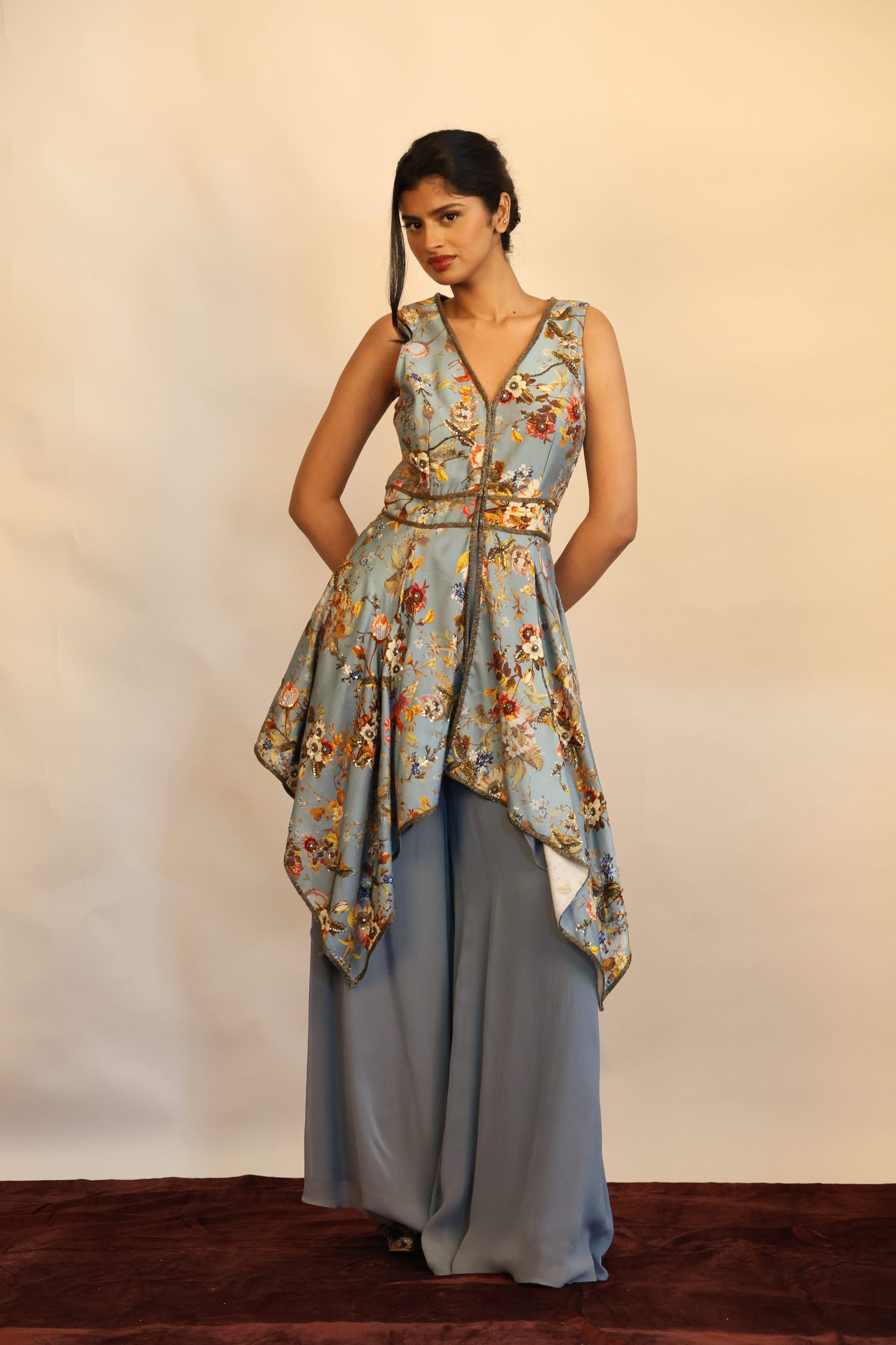 Printed Asymmetrical Sharara Set