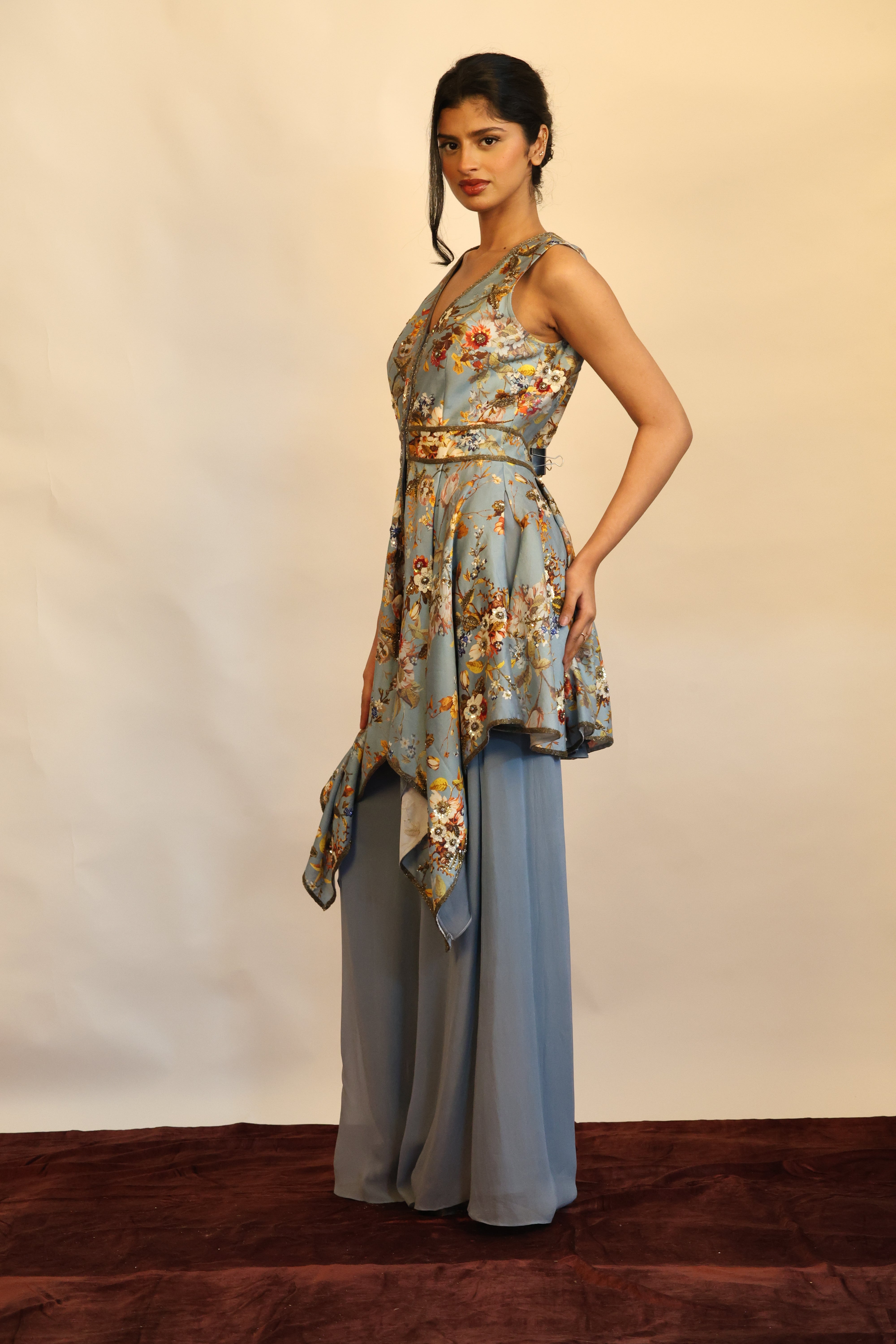 Printed Asymmetrical Sharara Set