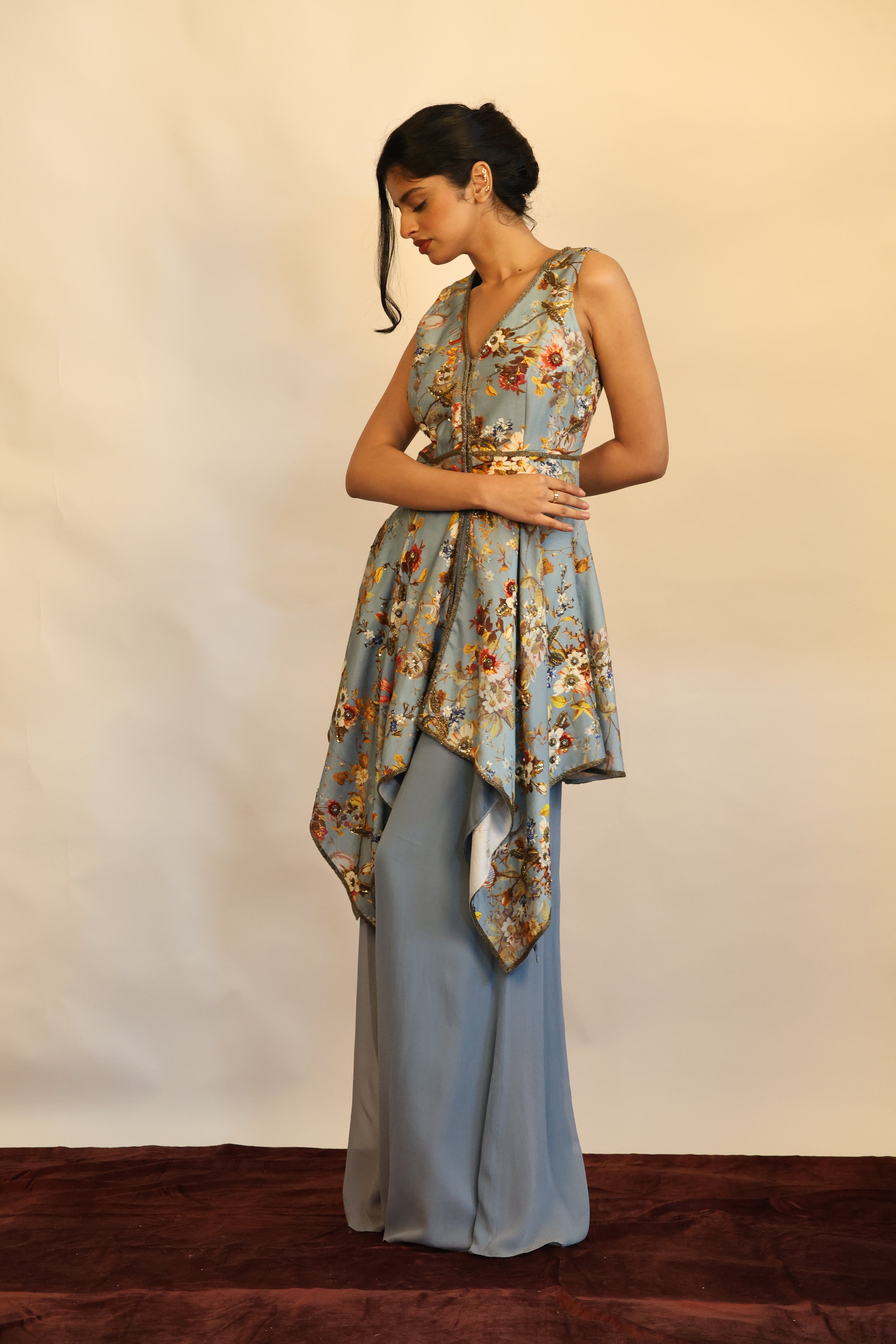 Printed Asymmetrical Sharara Set