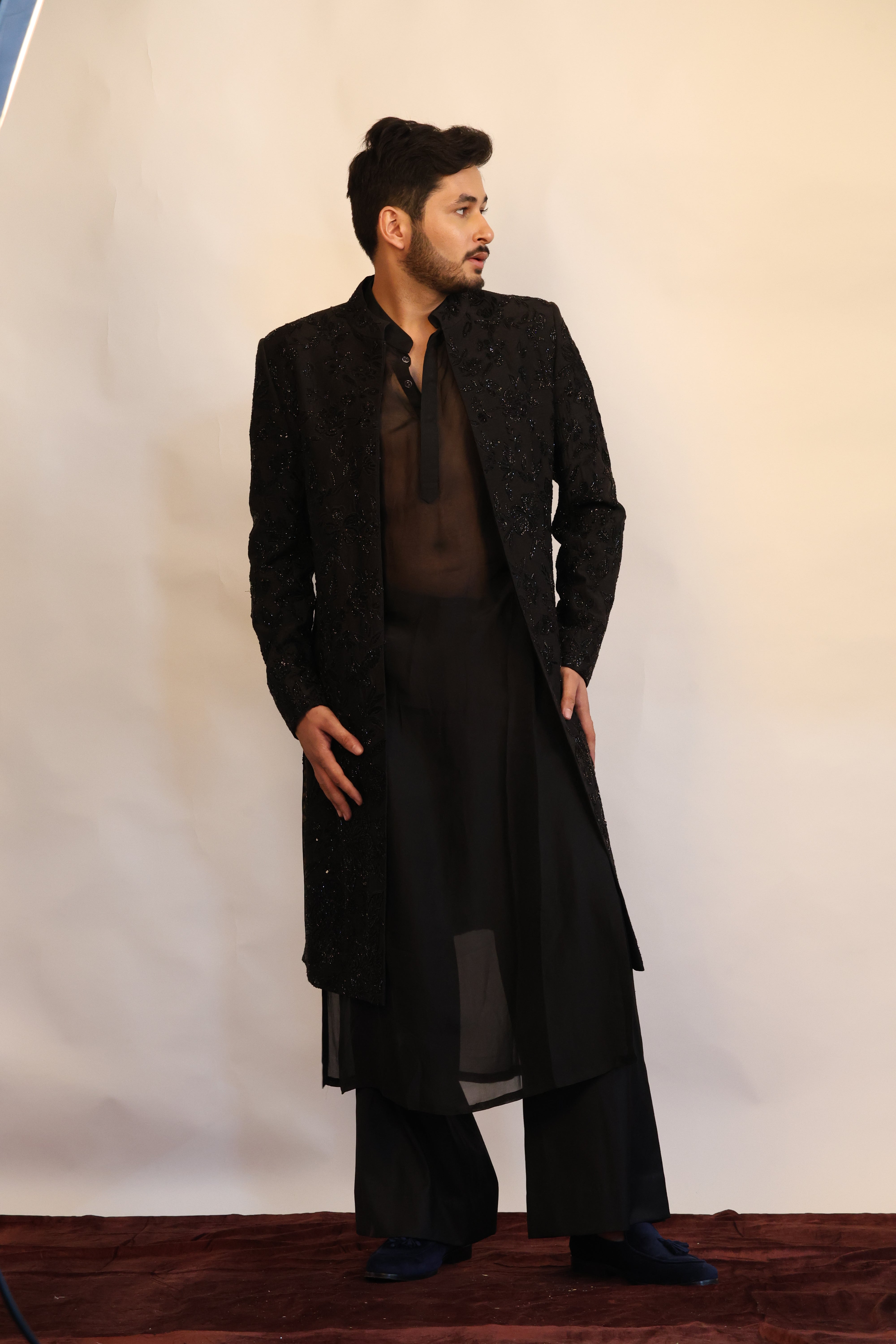 Embellished Sherwani & Sheer Kurta Set