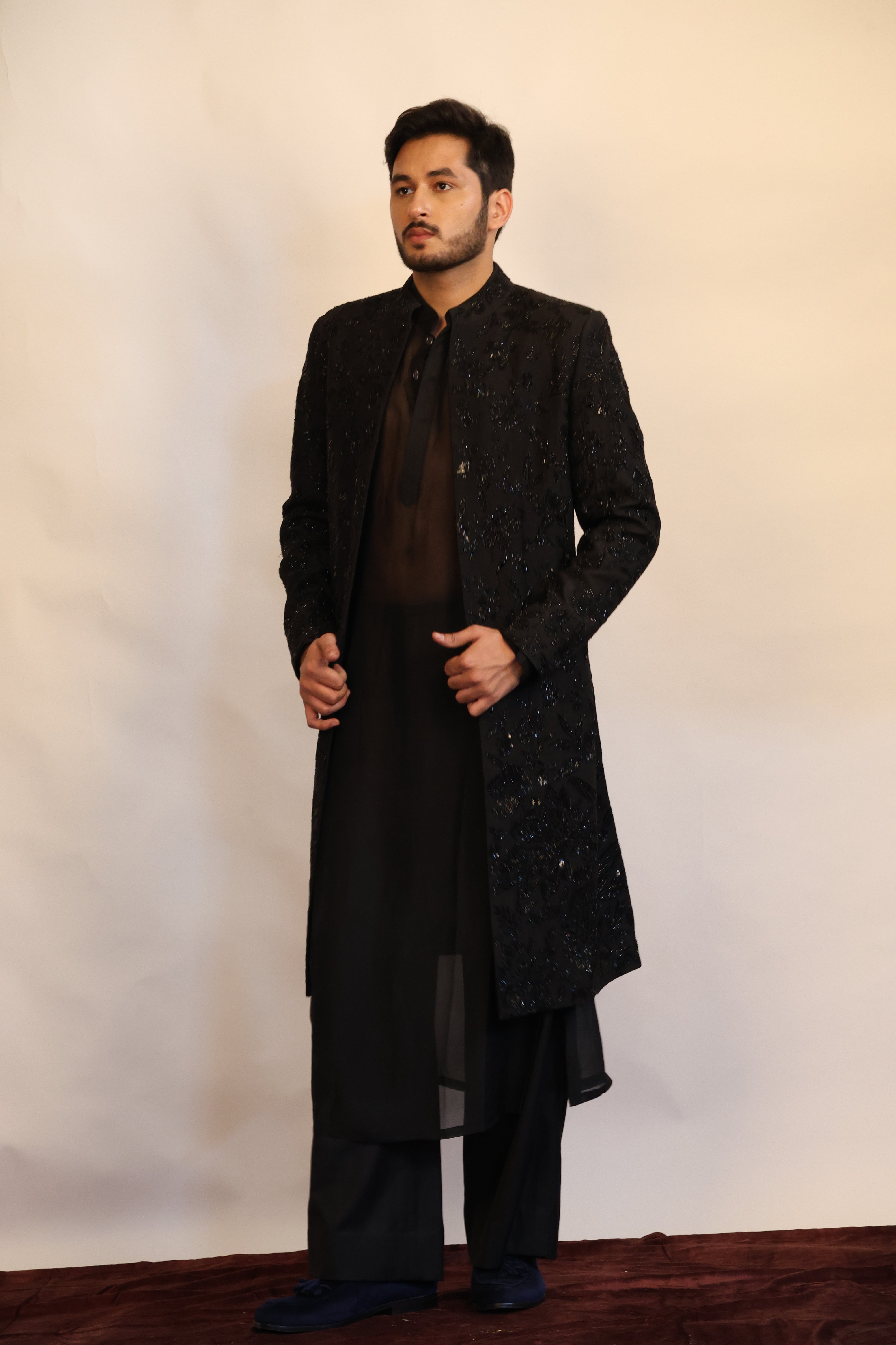 Embellished Sherwani & Sheer Kurta Set