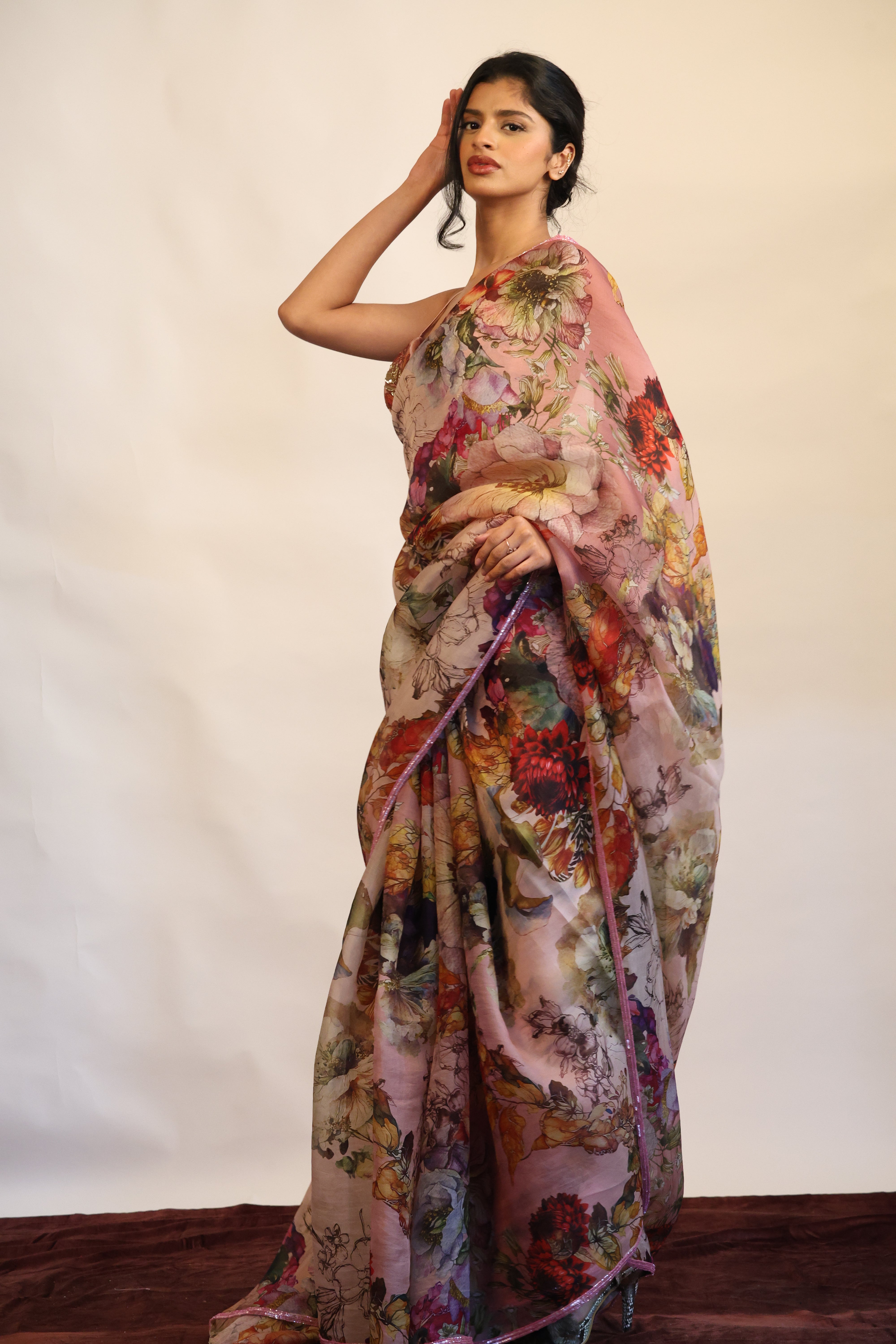 Floral Printed organza saree
