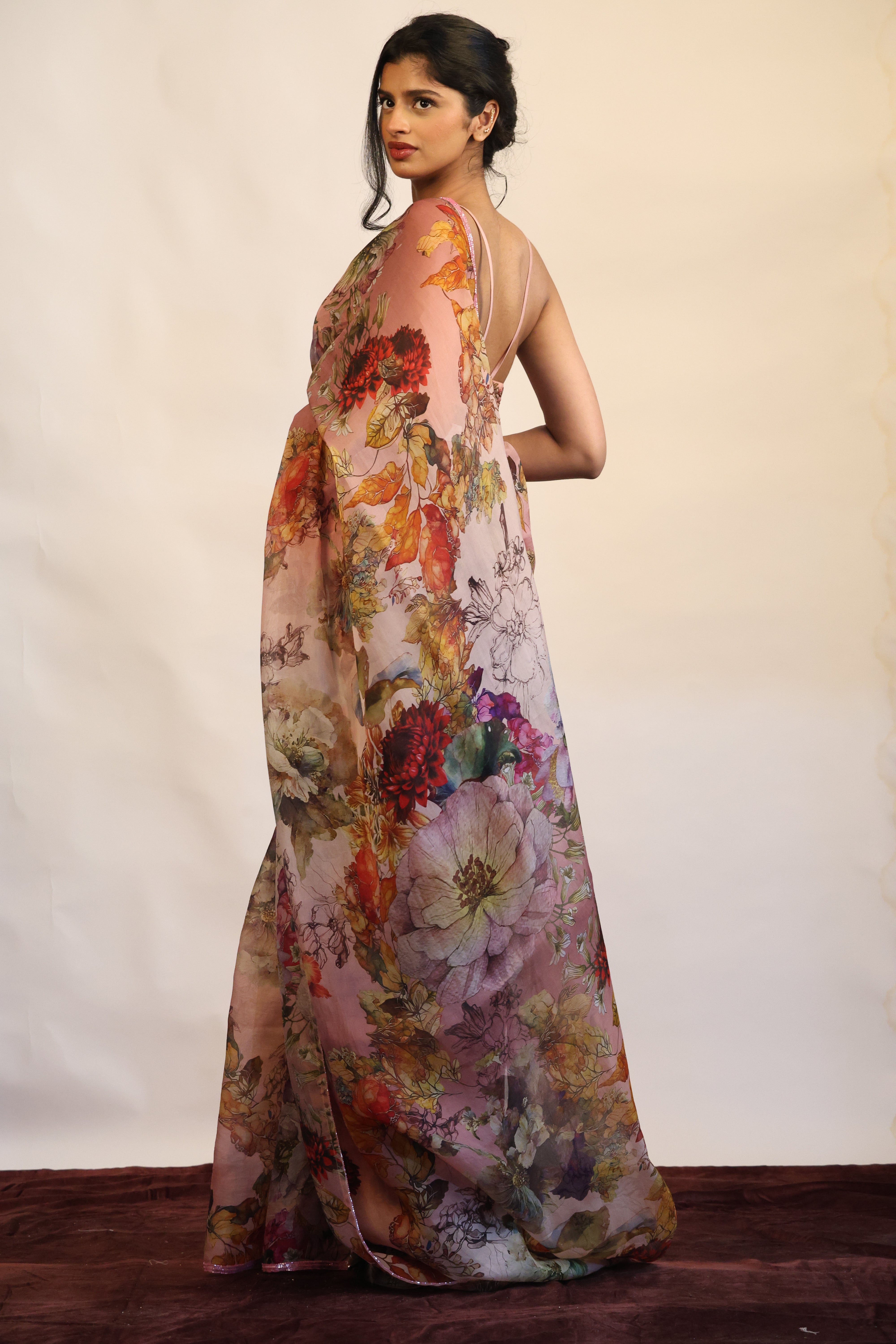 Floral Printed organza saree