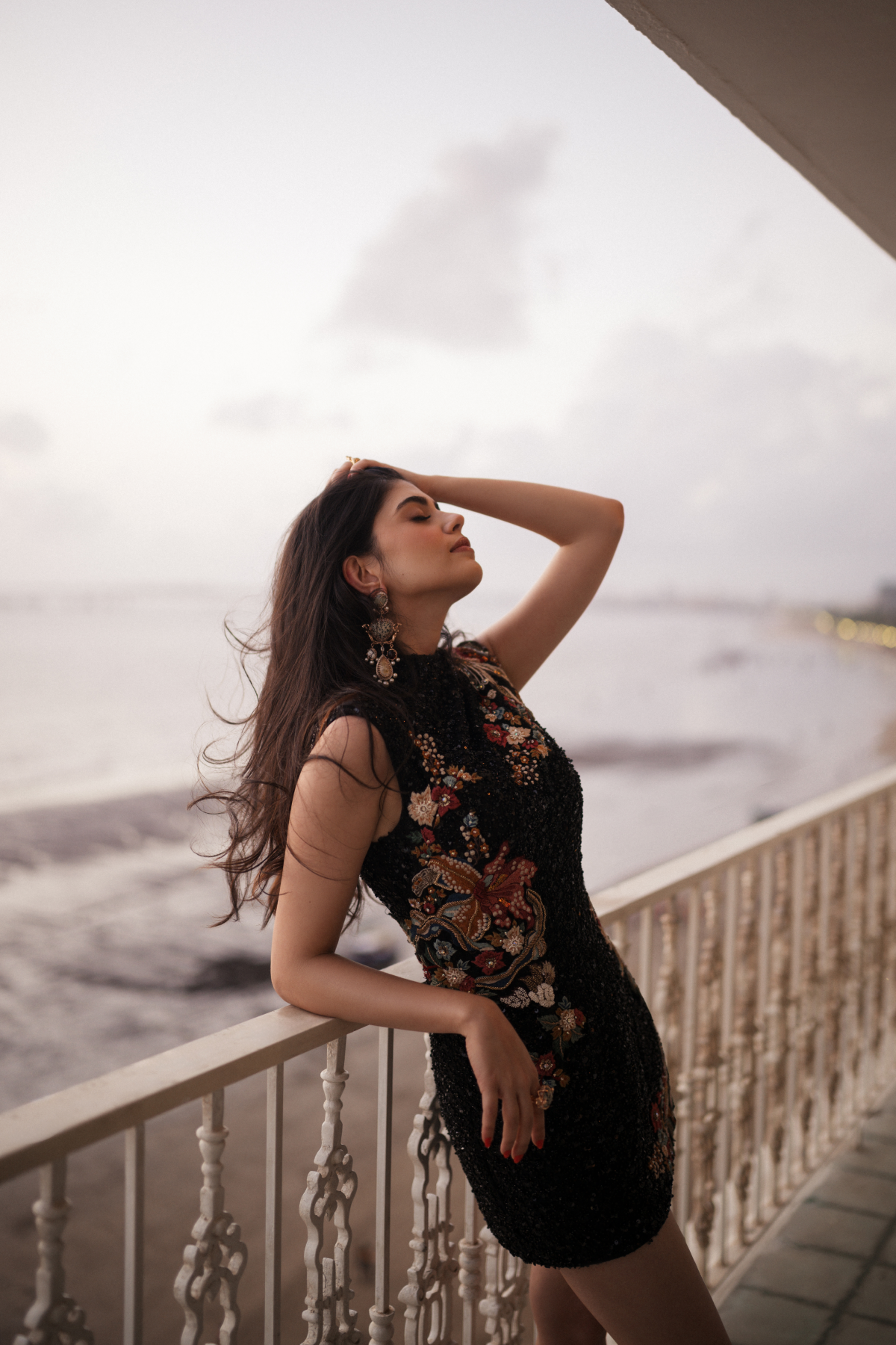 Sanjana Sanghi in Midnight Bloom Sequin Mini Dress
