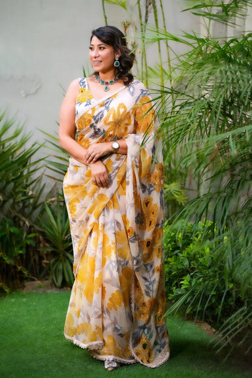 SNEHA ARORA IN AZALEA SAREE SET ORENGE